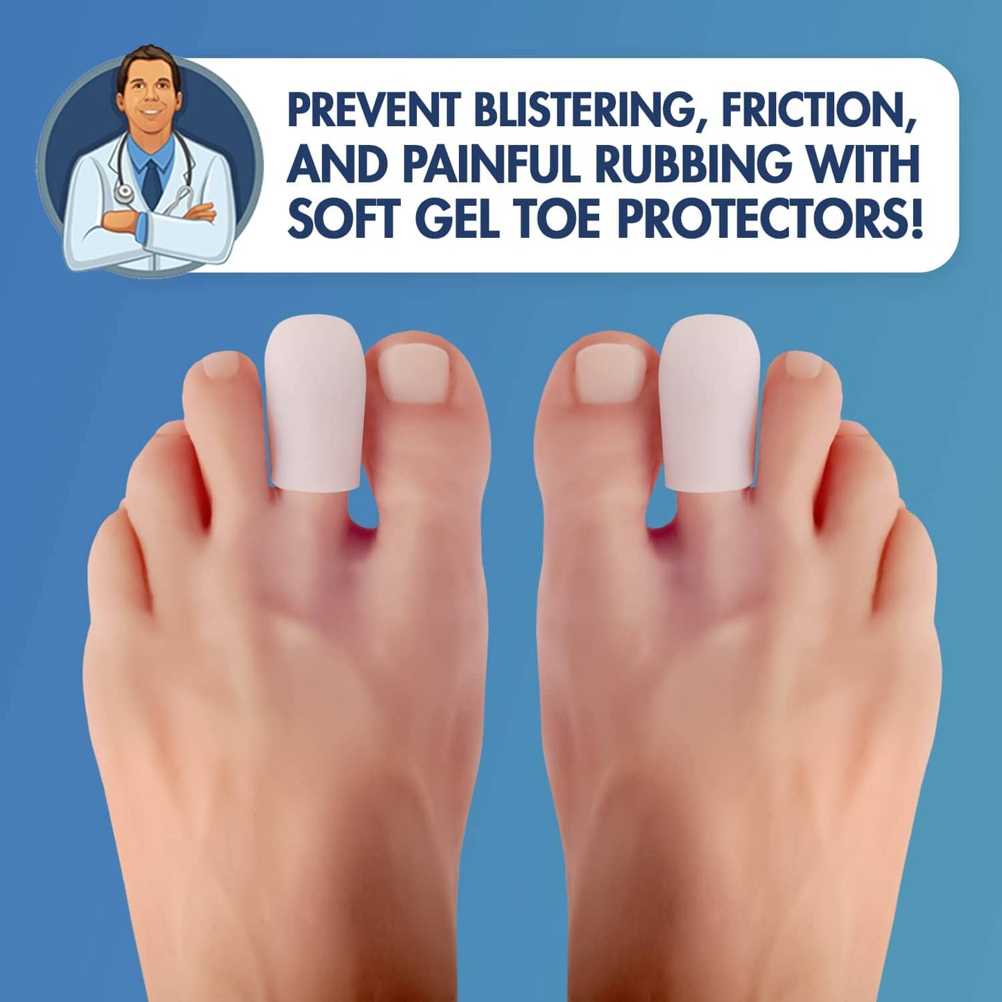 Dr. Frederick's Original Soft Gel Toe Protectors for Men & Women - 12 Pieces - Toe Caps for Foot Pain Relief - Flexible Cushions - Toe Sleeves for Ingrown Toenails, Corns, Calluses, Blisters Toe Protectors Dr. Frederick's Original
