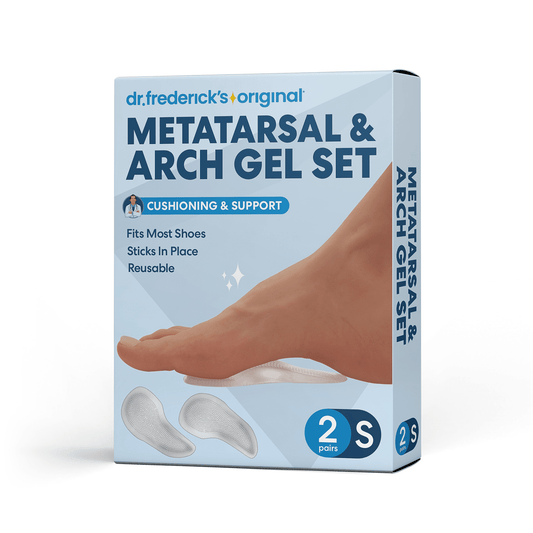 Dr. Frederick's Original Gel Pads for Metatarsal & Arch Support - 2 ct - Self-Adhesive Insoles for Foot Pain, Plantar Fasciitis & Flat Feet Foot Pain Dr. Frederick's Original Small - W4.5-8 | M6-7