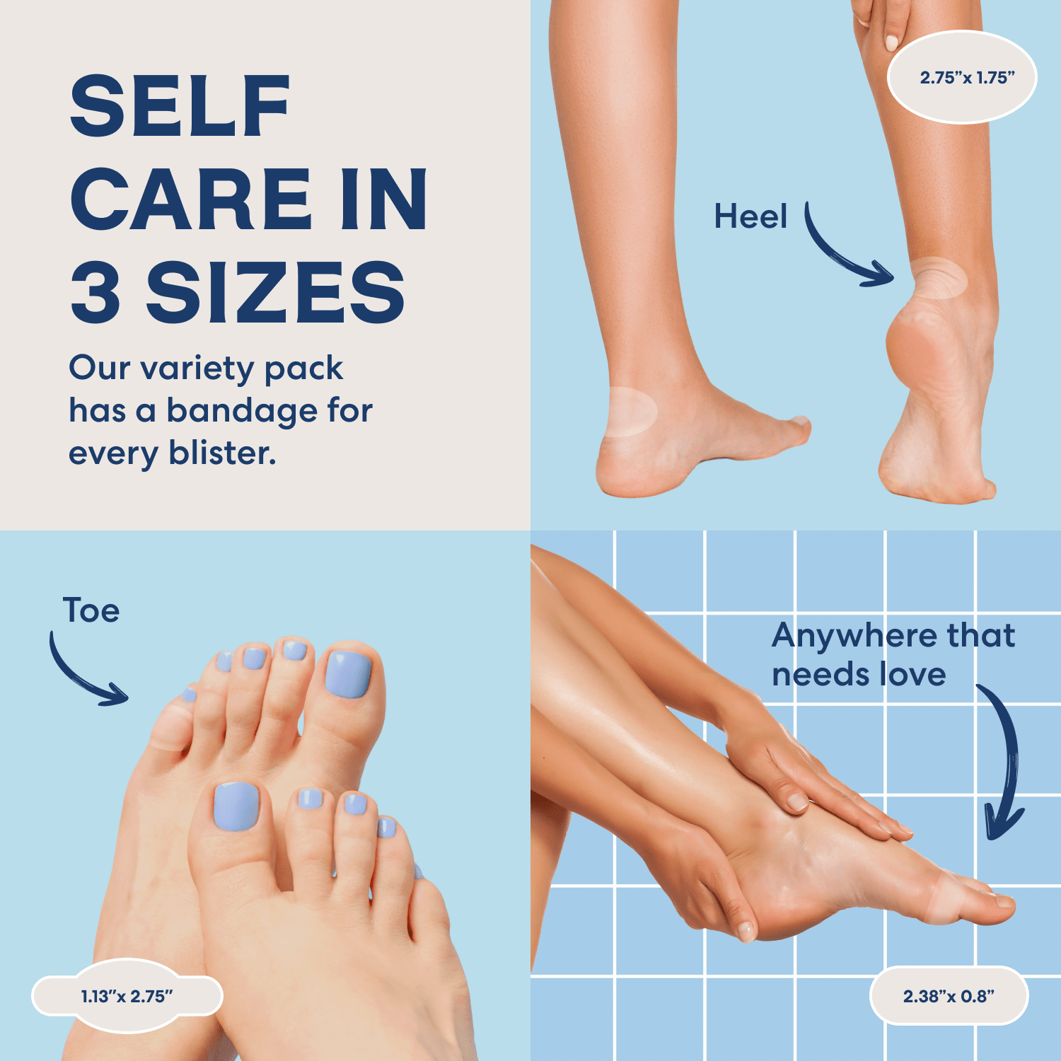 Dr. Frederick's Original Better Blister™ Bandages - 12ct - Water Resistant - 40% More Cushioning - Hydrocolloid Bandages for Foot, Toe, & Heel - Blister Pads for Prevention & Recovery - Variety Pack Blister Care Dr. Frederick's Original