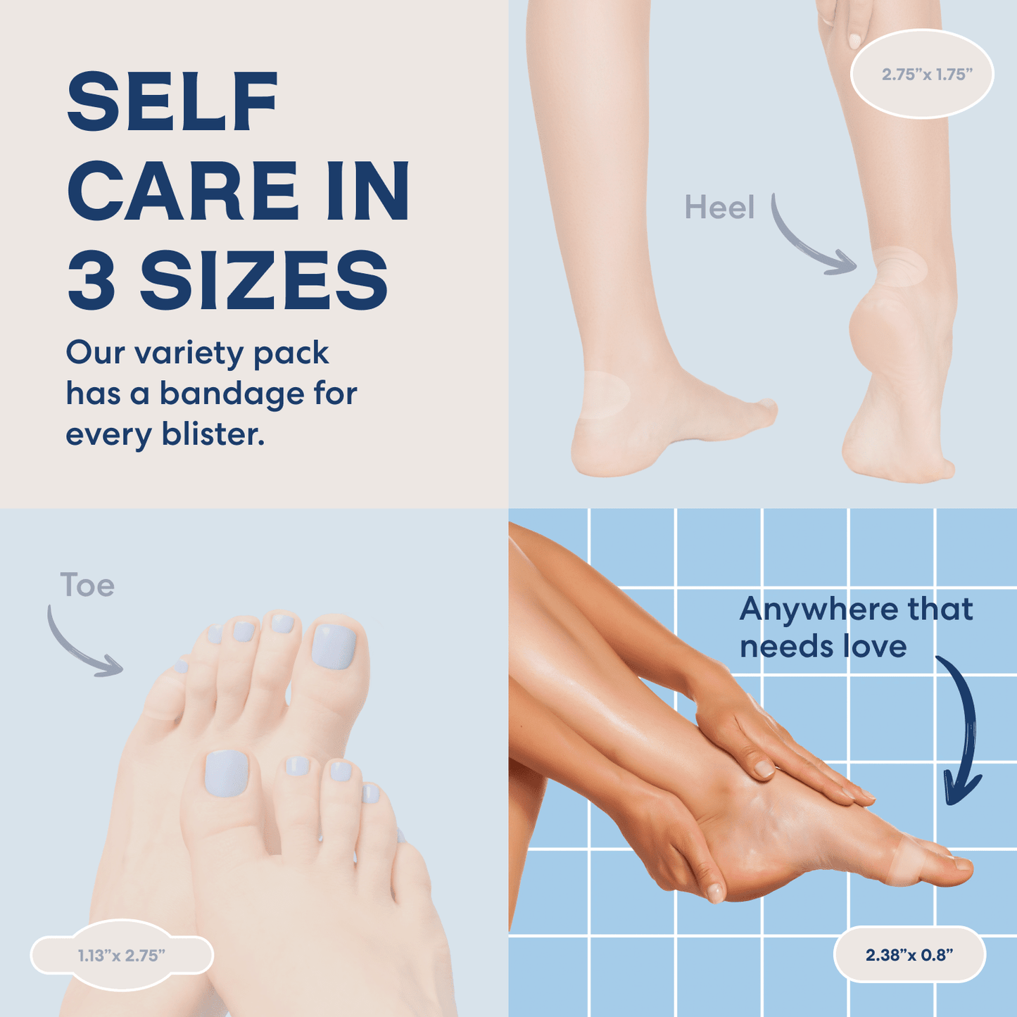 Dr. Frederick's Original Better Blister™ Bandages - 12ct - Water Resistant - 40% More Cushioning - Hydrocolloid Bandages for Foot, Toe, & Heel - Blister Pads for Prevention & Recovery - Variety Pack Blister Care Dr. Frederick's Original