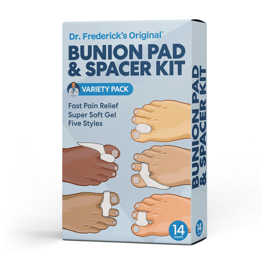 Dr. Frederick's Original 14-Piece Bunion Corrector Kit - Fast Relief for Bunions & Overlapping Toes - For Men & Women - Soft Gel Pads, Spacers, & Separators - No Surgery Required Bunion Relief Dr. Frederick's Original