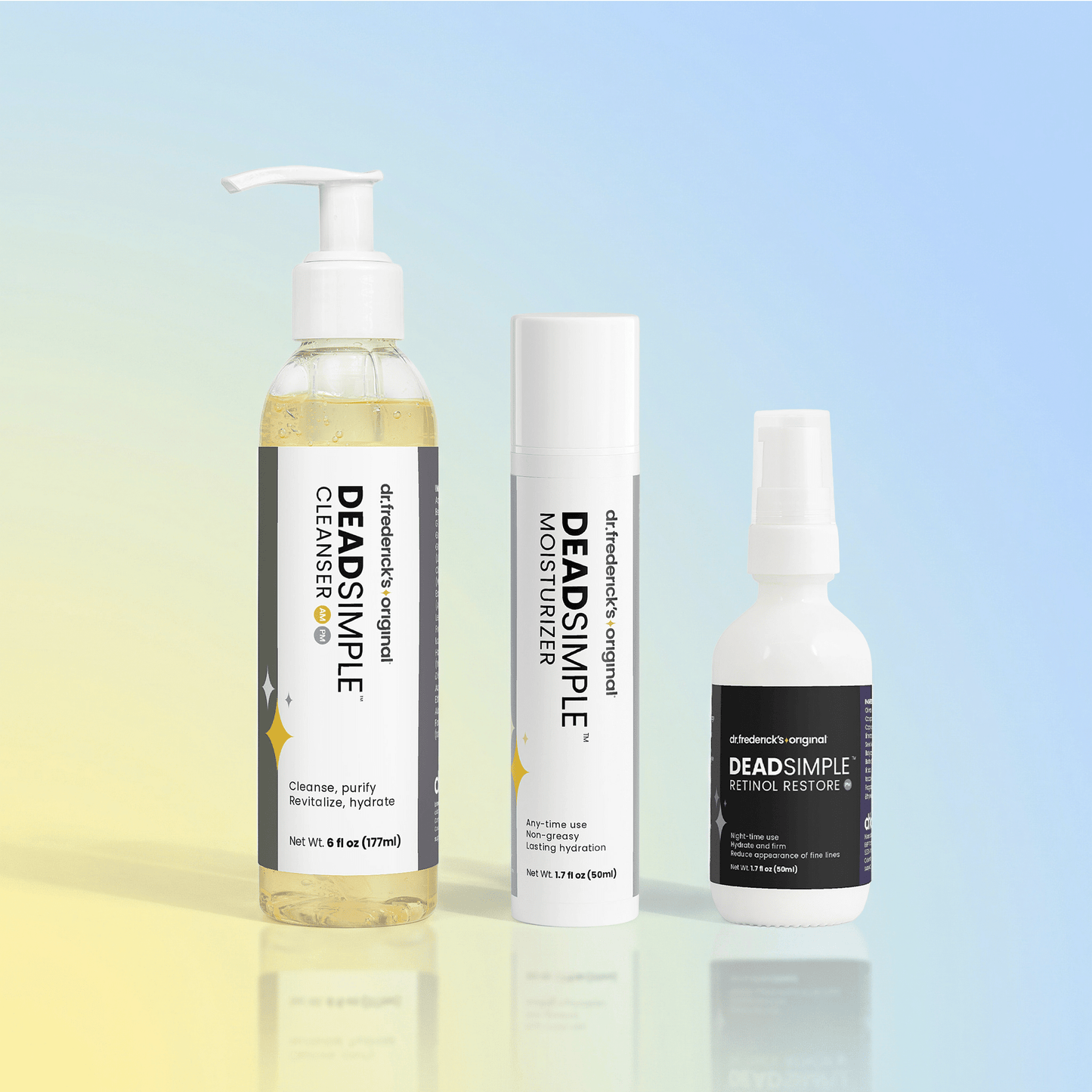 DeadSimple™ Skincare Full System - Cleanser, Moisturizer & Retinol Restore Facial Care Fast Bundle