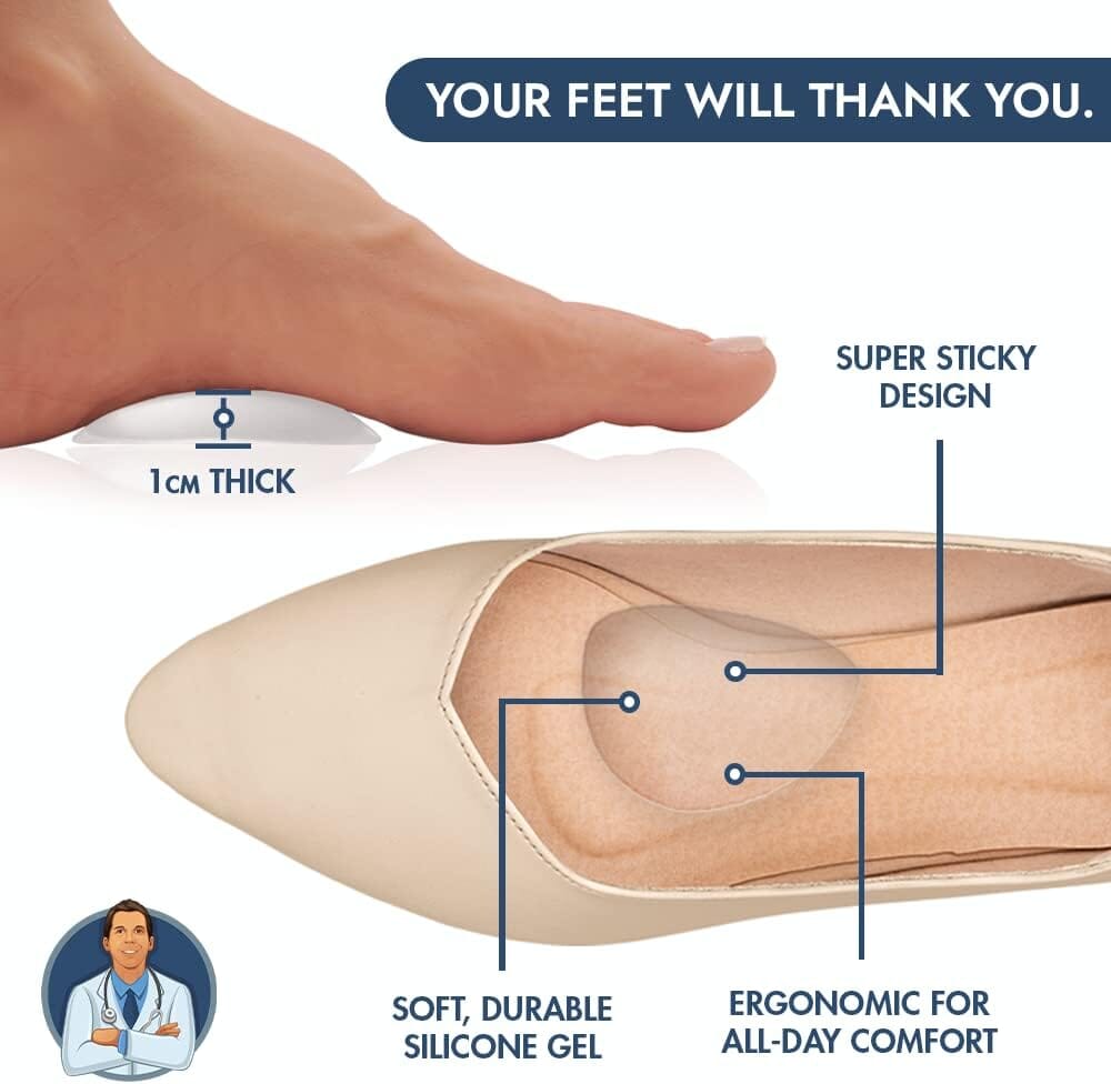 Dr. Frederick's Original Peel & Stick Foot Arch Support Gel Pads - 6 Pieces - High Arch Cushions - Relieves Pain from PES Cavus Foot Pain Dr. Frederick's Original