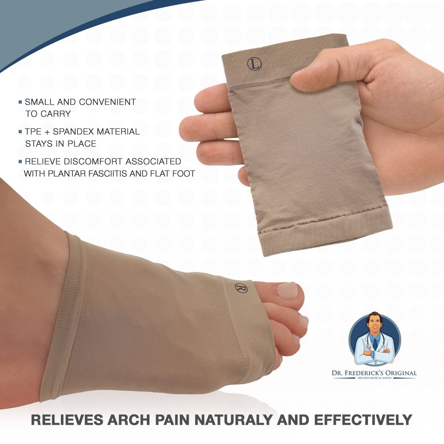 Dr. Frederick's Original Arch Support Sleeve Set - 2 Pieces - Soft Gel Sleeves for Flat Foot Pain - Arch Support - Plantar Fasciitis Pain Relief - W6-10 | M4.5-8 Foot Pain Dr. Frederick's Original