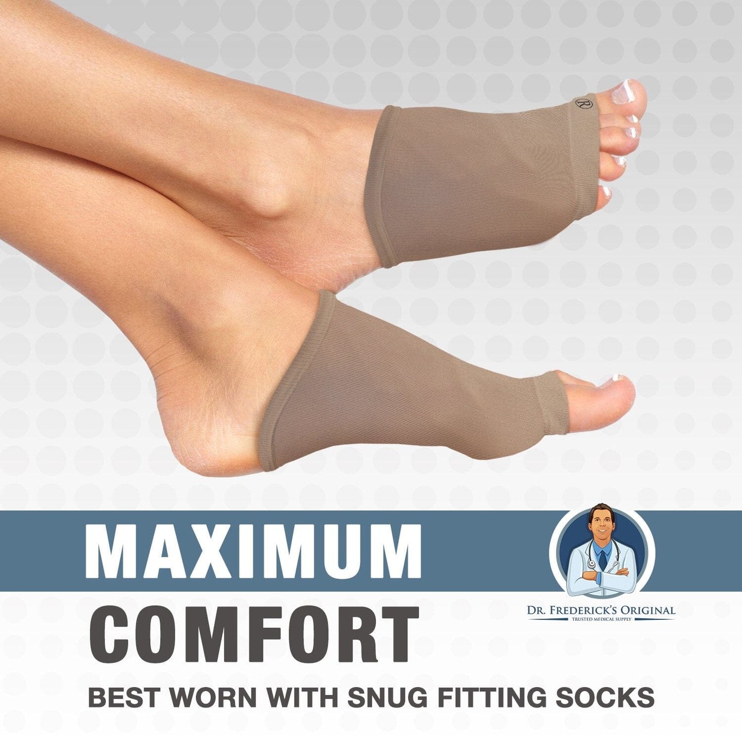 Dr. Frederick's Original Arch Support Sleeve Set - 2 Pieces - Soft Gel Sleeves for Flat Foot Pain - Arch Support - Plantar Fasciitis Pain Relief - W6-10 | M4.5-8 Foot Pain Dr. Frederick's Original