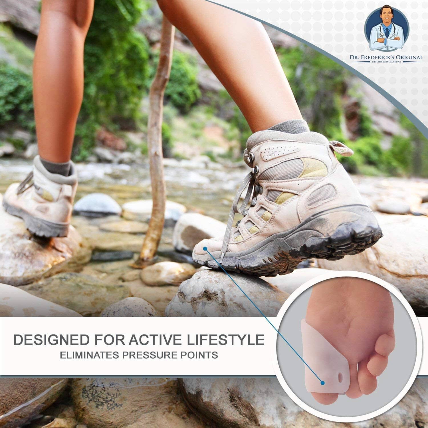 Dr. Frederick's Original Covered Toe Spacers - Gel Shields - 4 Pieces - Bunion Pain Relief Foot Pain Dr. Frederick's Original
