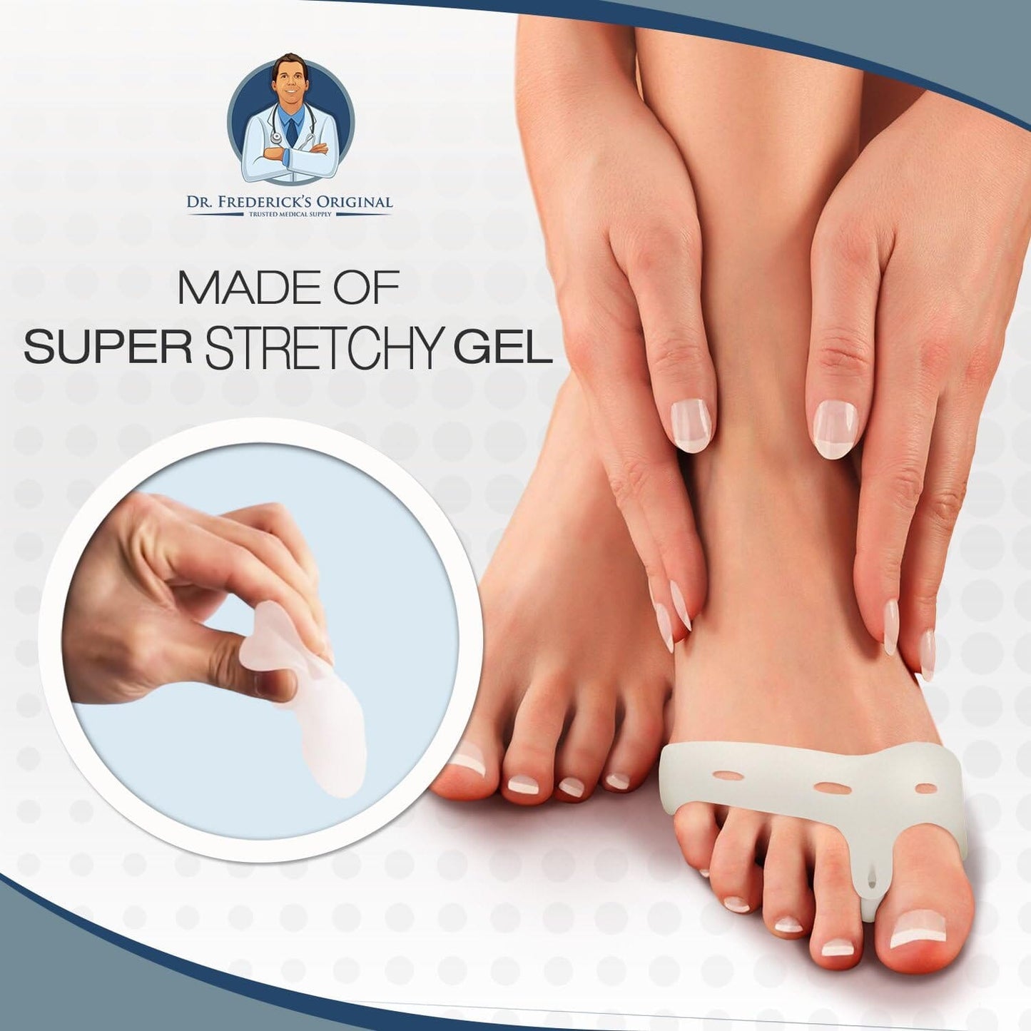 Dr. Frederick's Original Deluxe Bunion Pad & Toe Spacer - 2 Pieces - Soft Gel Toe Separators for Active People - Pain Relief for Bunions & Tailor's Bunions - Heavy Duty Foot Pain Dr. Frederick's Original