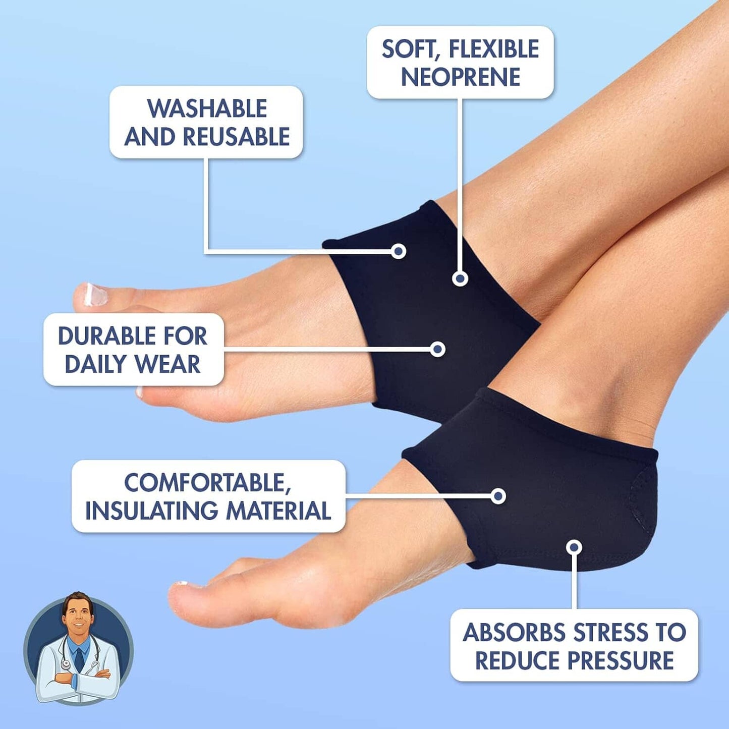 Dr. Frederick's Original Neoprene Heel Guards - 2 ct - Soft Heel Cups for Pain Relief & Plantar Fasciitis - Comfortable Design for Men & Women Foot Pain Dr. Frederick's Original