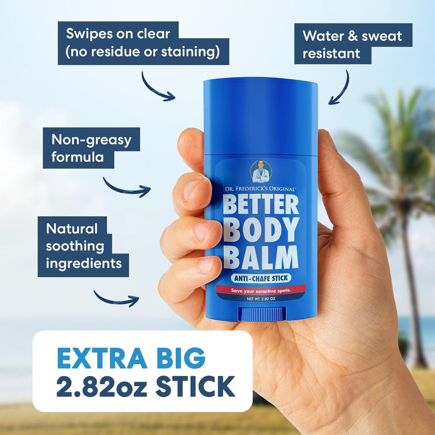 Dr. Frederick's Original Anti Chafing Stick - Better Body Balm - 2.82 oz Big Stick - Reduce Chafing & Friction - Perfect for Travel, Sports - Water-Resistant Foot Pain Dr. Frederick's Original