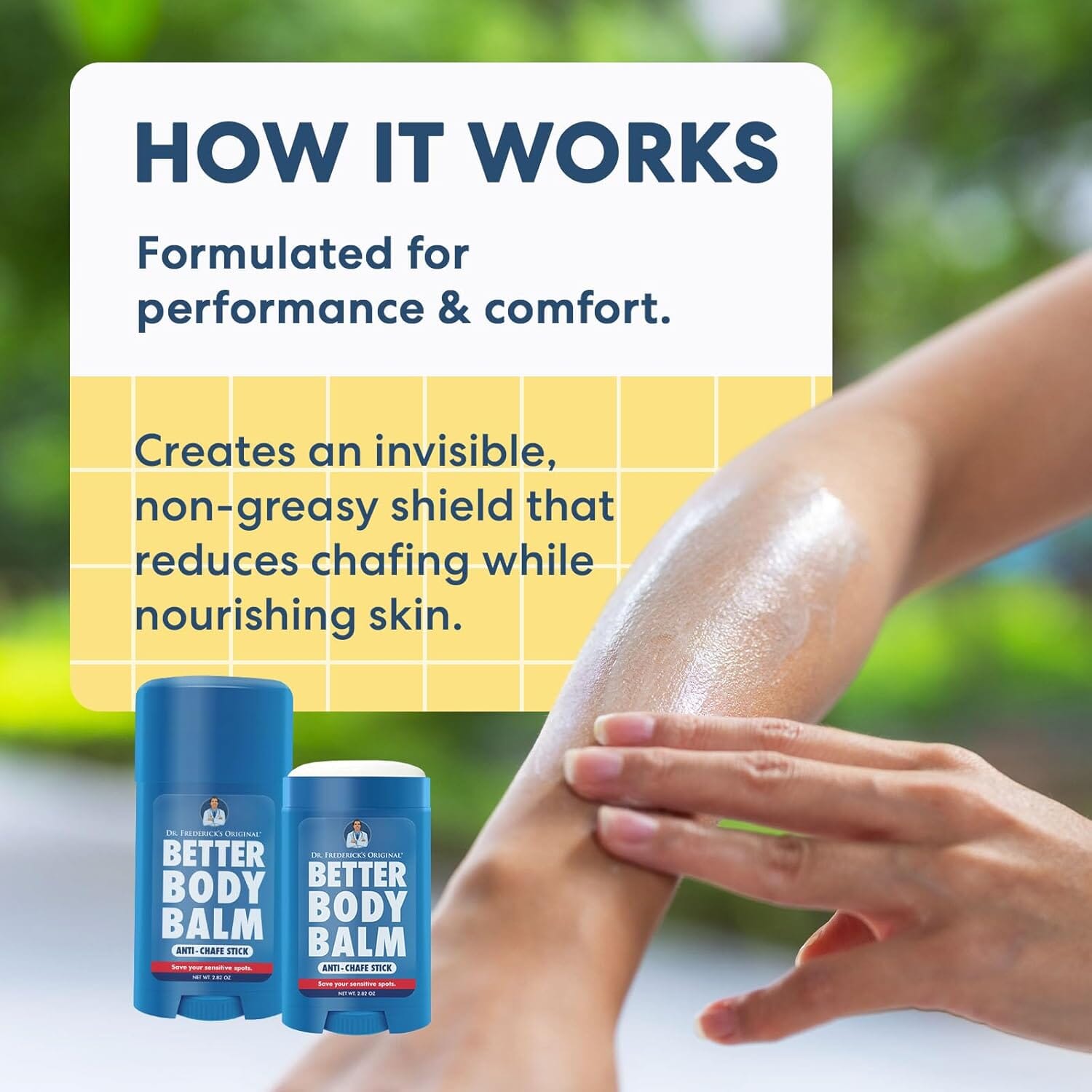 Dr. Frederick's Original Anti Chafing Stick - Better Body Balm - 2.82 oz Big Stick - Reduce Chafing & Friction - Perfect for Travel, Sports - Water-Resistant Foot Pain Dr. Frederick's Original