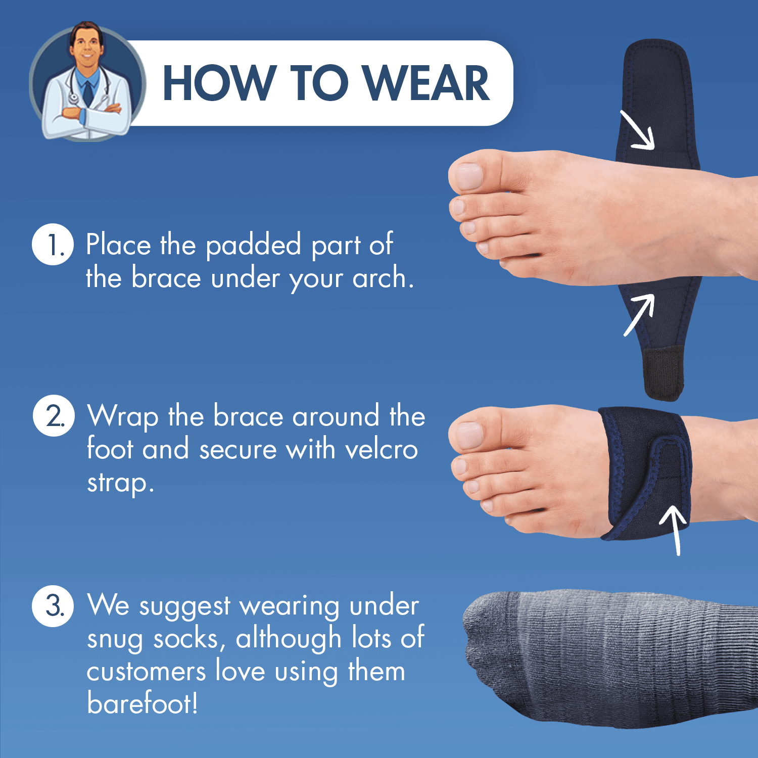 Dr. Frederick's Original Arch Support Brace - 2 ct - Orthotic Wraps for Plantar Fasciitis & Flat Feet - Foot Pain Relief for Men & Women Foot Pain Dr. Frederick's Original