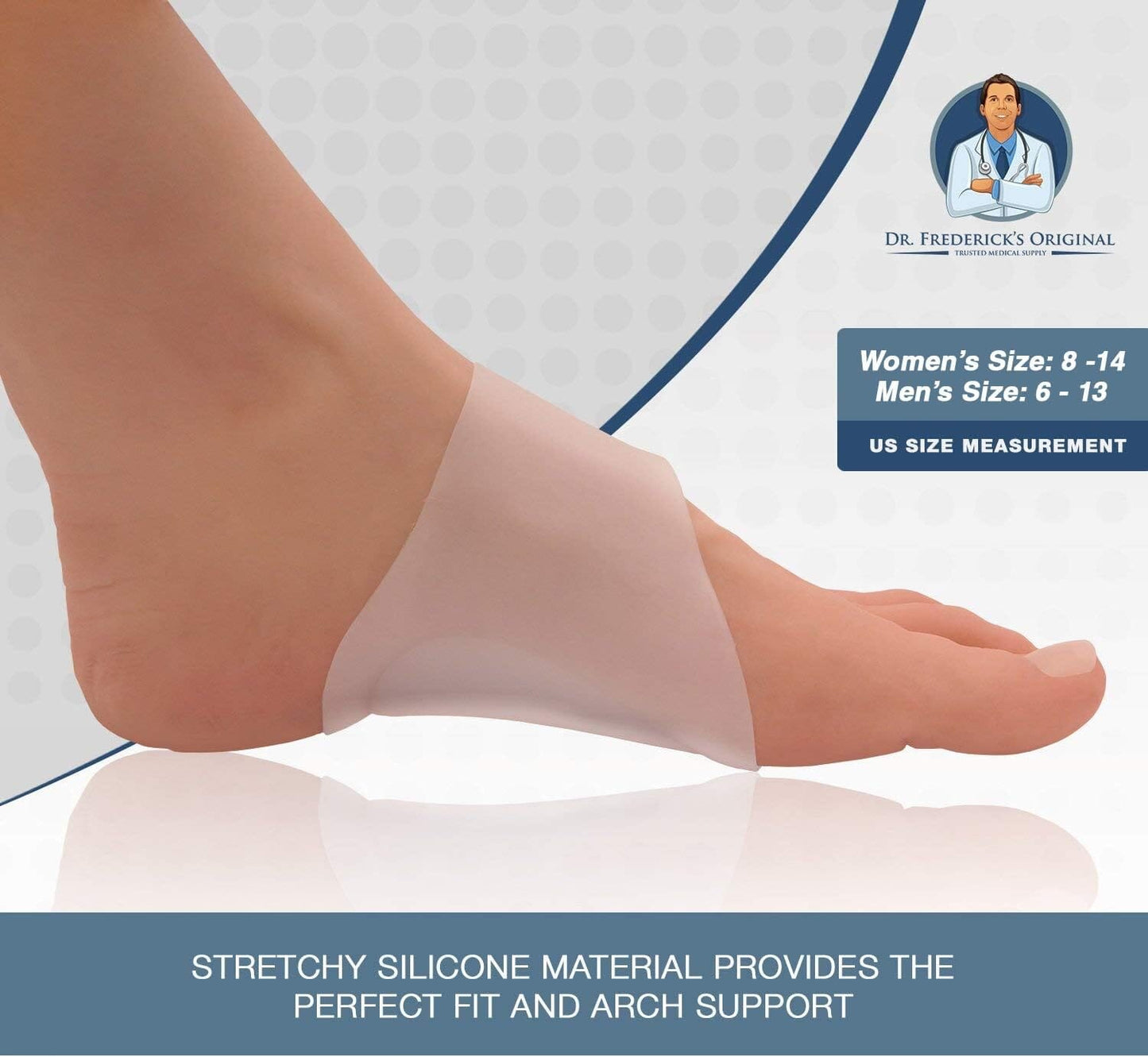 Dr. Frederick's Original Arch Support Gel Sleeves - 2 ct - Relief for Plantar Fasciitis & Flat Feet - Men & Women - Large W8-14 | M6-13 Foot Pain Dr. Frederick's Original