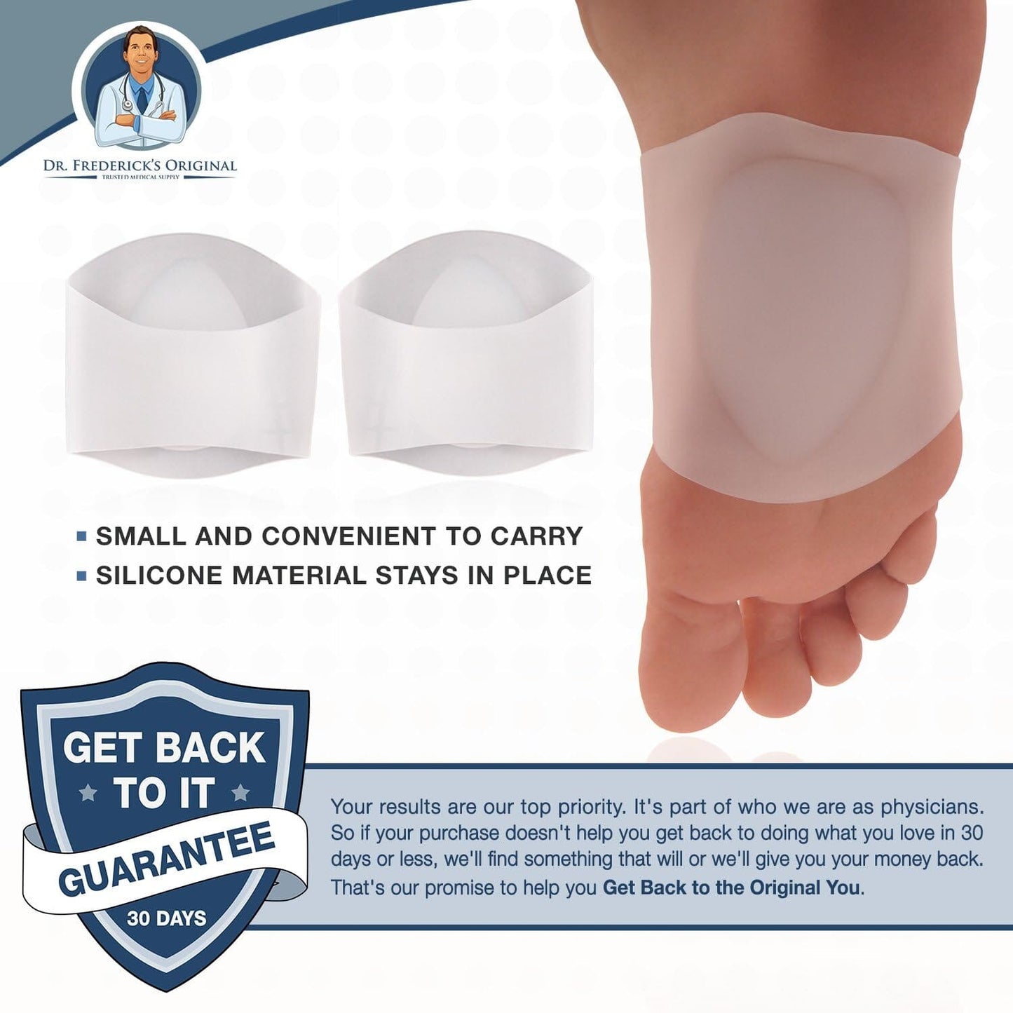 Dr. Frederick's Original Arch Support Gel Sleeves - 2 ct - Relief for Plantar Fasciitis & Flat Feet - Men & Women - Large W8-14 | M6-13 Foot Pain Dr. Frederick's Original