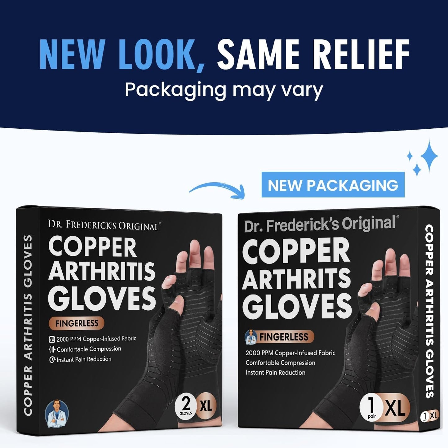 Dr. Frederick's Original Copper Comfort Gloves - 2 Gloves - Great for Typing and Everyday Activities - Fit Guaranteed Hand Pain Dr. Frederick's Original