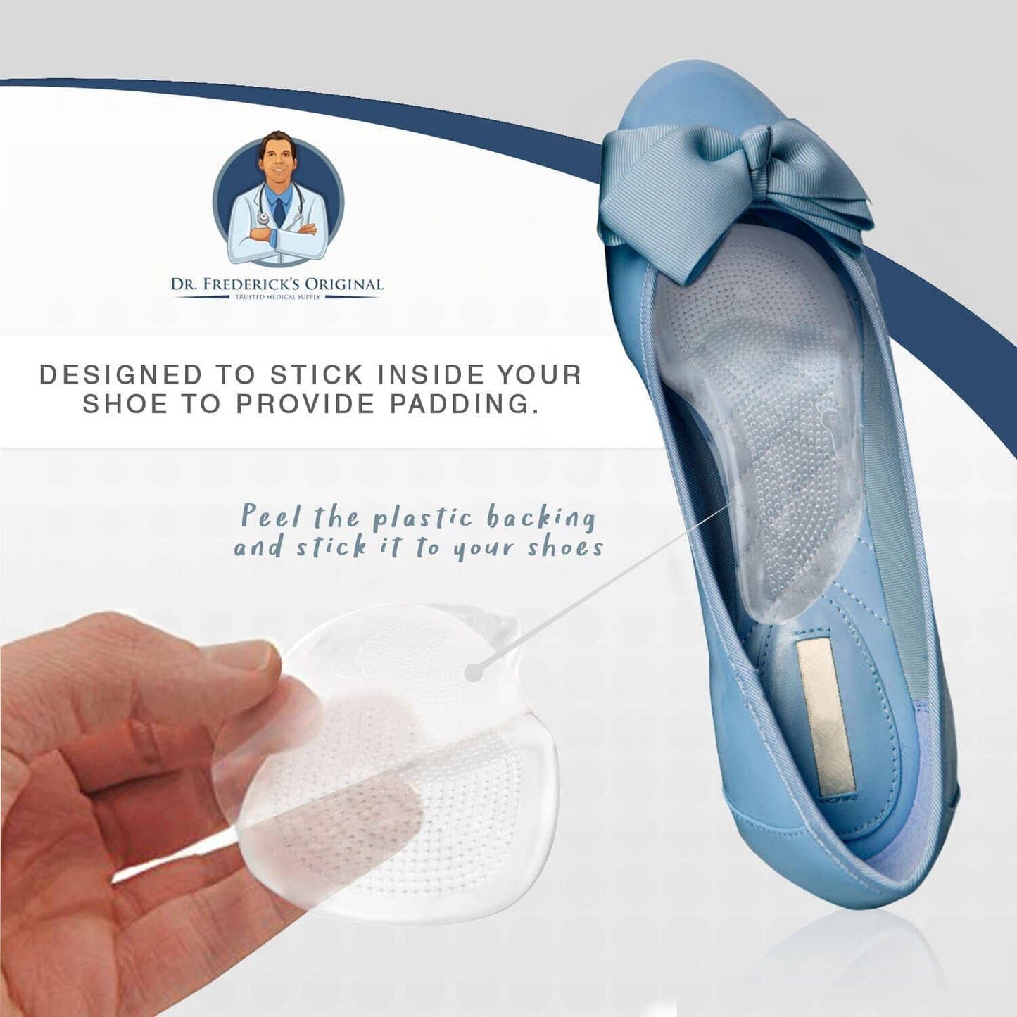 Dr. Frederick's Original Gel Pads for Metatarsal & Arch Support - 2 ct - Self-Adhesive Insoles for Foot Pain, Plantar Fasciitis & Flat Feet Foot Pain Dr. Frederick's Original