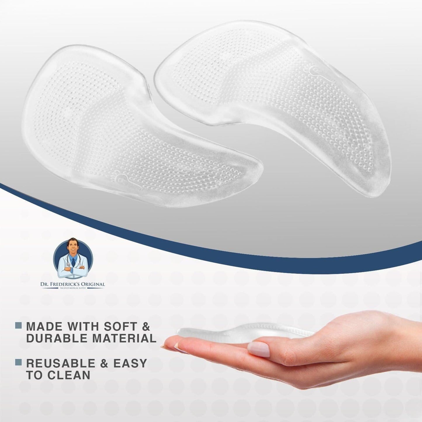 Dr. Frederick's Original Gel Pads for Metatarsal & Arch Support - 2 ct - Self-Adhesive Insoles for Foot Pain, Plantar Fasciitis & Flat Feet Foot Pain Dr. Frederick's Original
