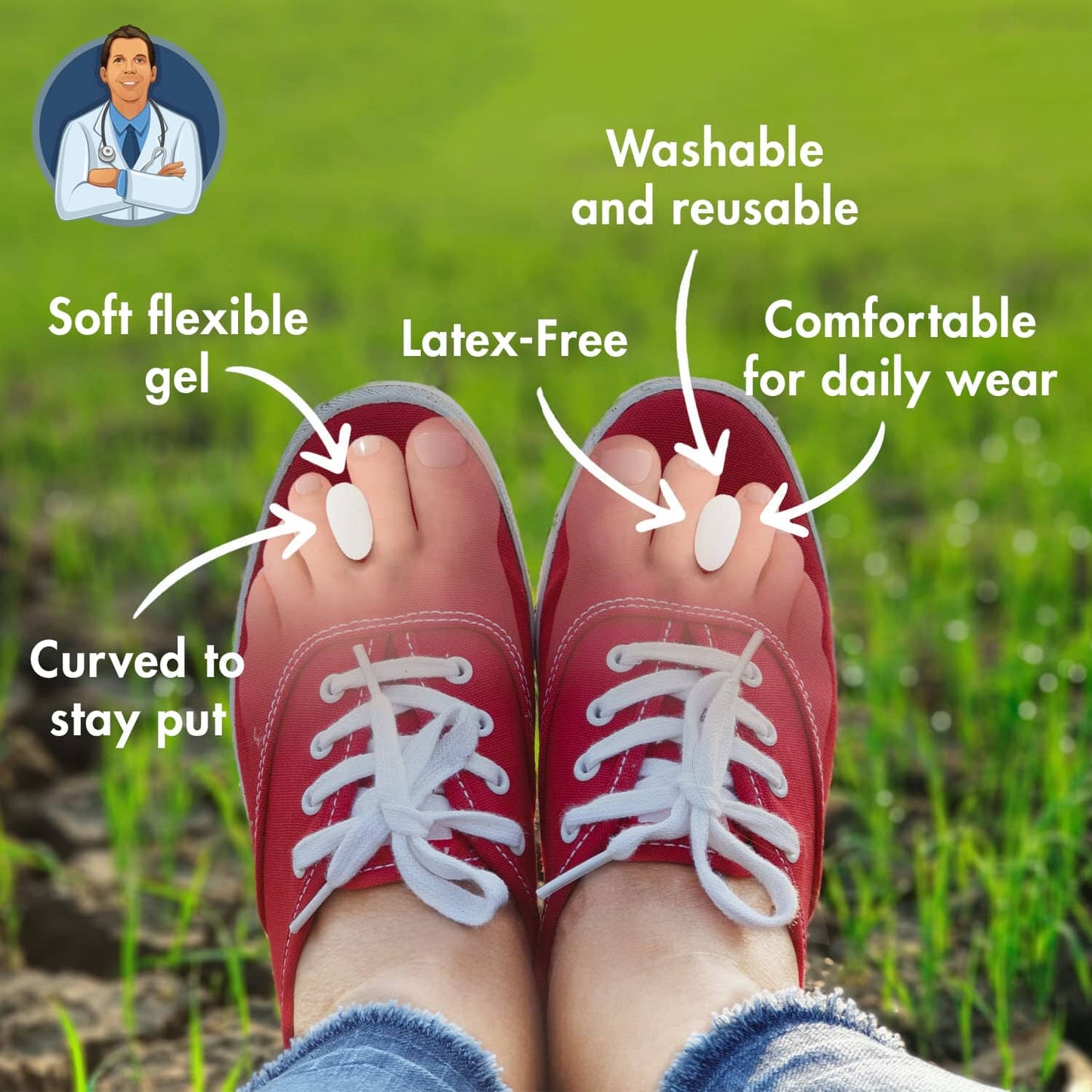 Dr. Frederick's Original Gel Toe Separators - 6 Pieces - Small Size - Super Soft Gel for Bunion Pain Relief, Overlapping Toes, Hammer Toe - Gentle Realignment & All Day Comfort Foot Pain Dr. Frederick's Original