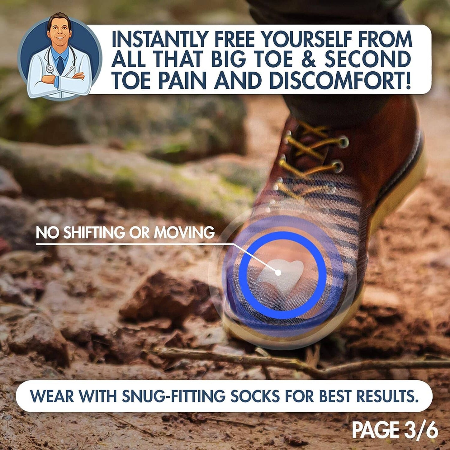Dr. Frederick's Original Sport Bunion Pads - 4 ct - Temporary Bunion Corrector - Toe Separator Gel Cushion - Relief for Women & Men Foot Pain Dr. Frederick's Original
