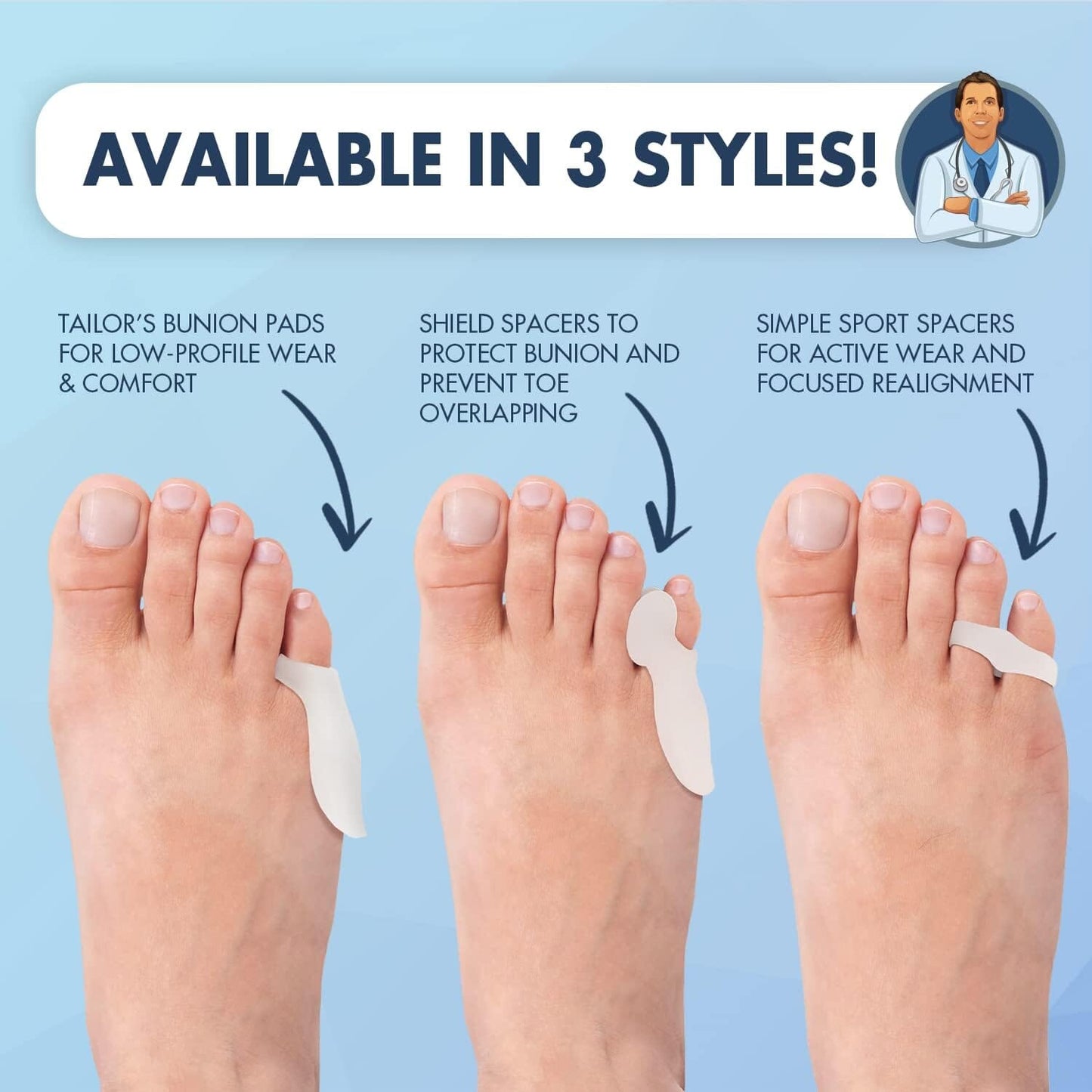 Dr. Frederick's Original Tailor's Bunion Sport Spacers - 6pcs - Soft Gel Tailor's Bunion Corrector - Pinky Toe Protection - Fast Bunionette Pain Relief for Men & Women - Prevent Toe Rubbing Foot Pain Dr. Frederick's Original