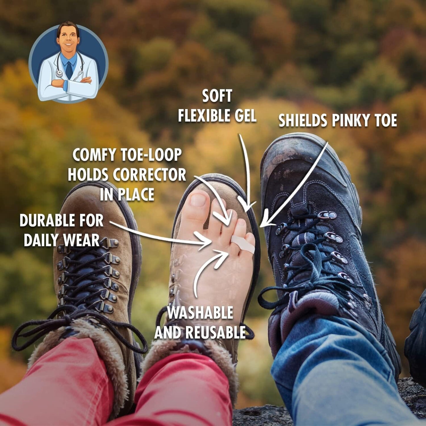 Dr. Frederick's Original Tailor's Bunion Sport Spacers - 6pcs - Soft Gel Tailor's Bunion Corrector - Pinky Toe Protection - Fast Bunionette Pain Relief for Men & Women - Prevent Toe Rubbing Foot Pain Dr. Frederick's Original