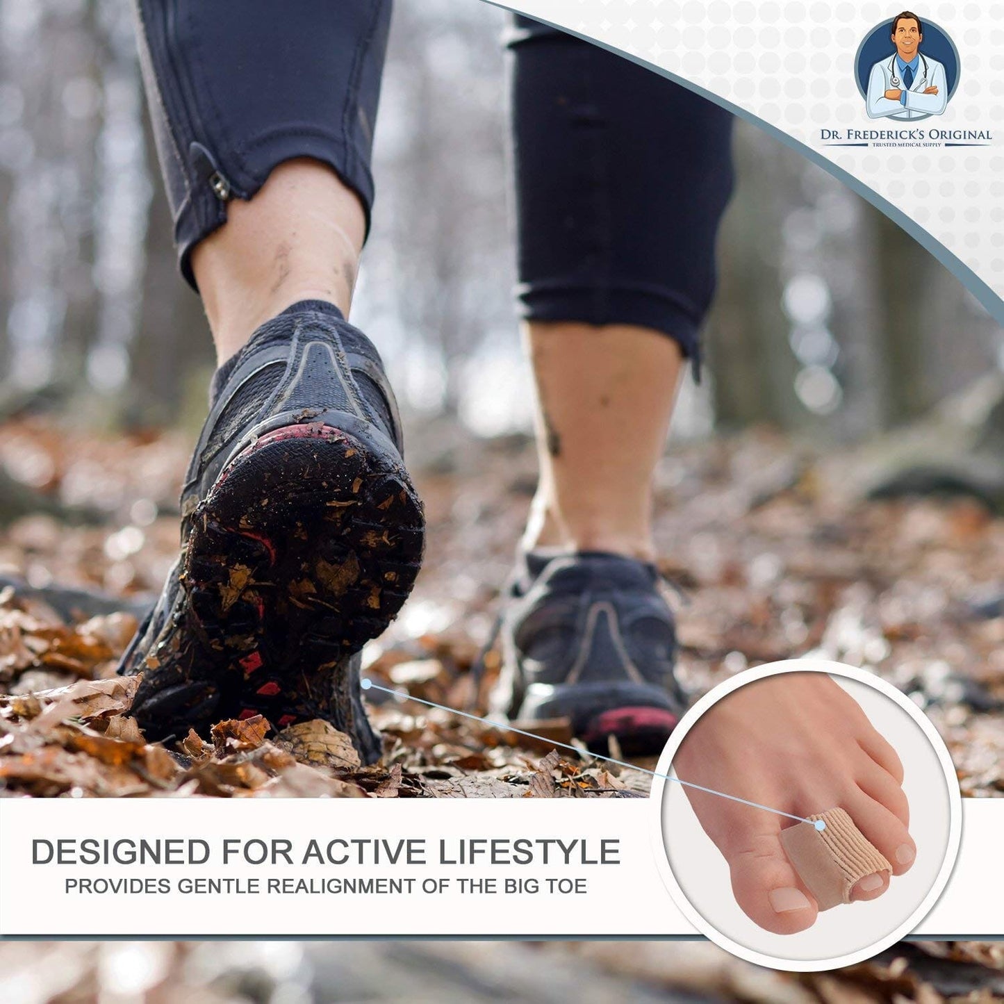 Dr. Frederick's Original Fabric Toe Protectors - 2 ct - Bunion Relief Toe Spacer Set - Fabrigrip Separator Caps for Men & Women Foot Pain Dr. Frederick's Original