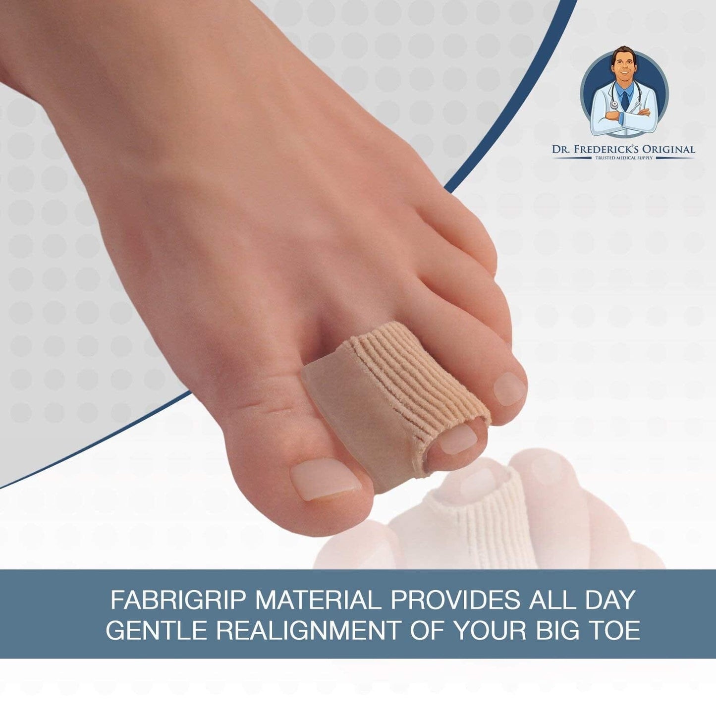 Dr. Frederick's Original Fabric Toe Protectors - 2 ct - Bunion Relief Toe Spacer Set - Fabrigrip Separator Caps for Men & Women Foot Pain Dr. Frederick's Original