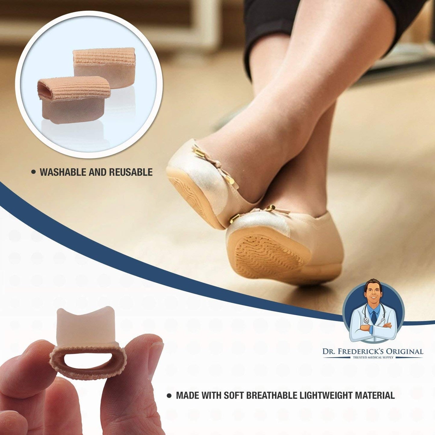 Dr. Frederick's Original Fabric Toe Protectors - 2 ct - Bunion Relief Toe Spacer Set - Fabrigrip Separator Caps for Men & Women Foot Pain Dr. Frederick's Original