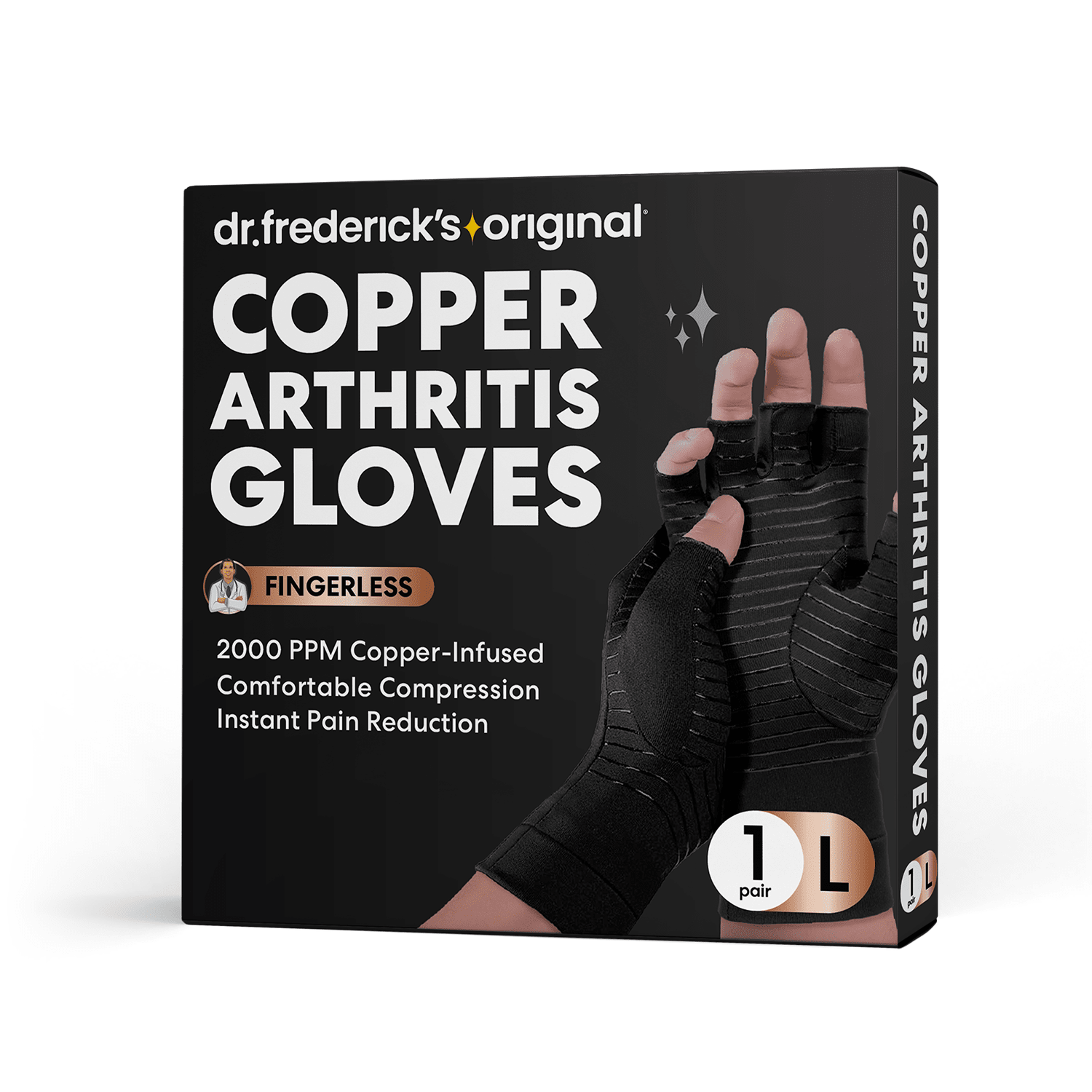Dr. Frederick's Original Copper Comfort Gloves - 2 Gloves - Great for Typing and Everyday Activities - Fit Guaranteed Compression Wear Dr. Frederick's Original Large