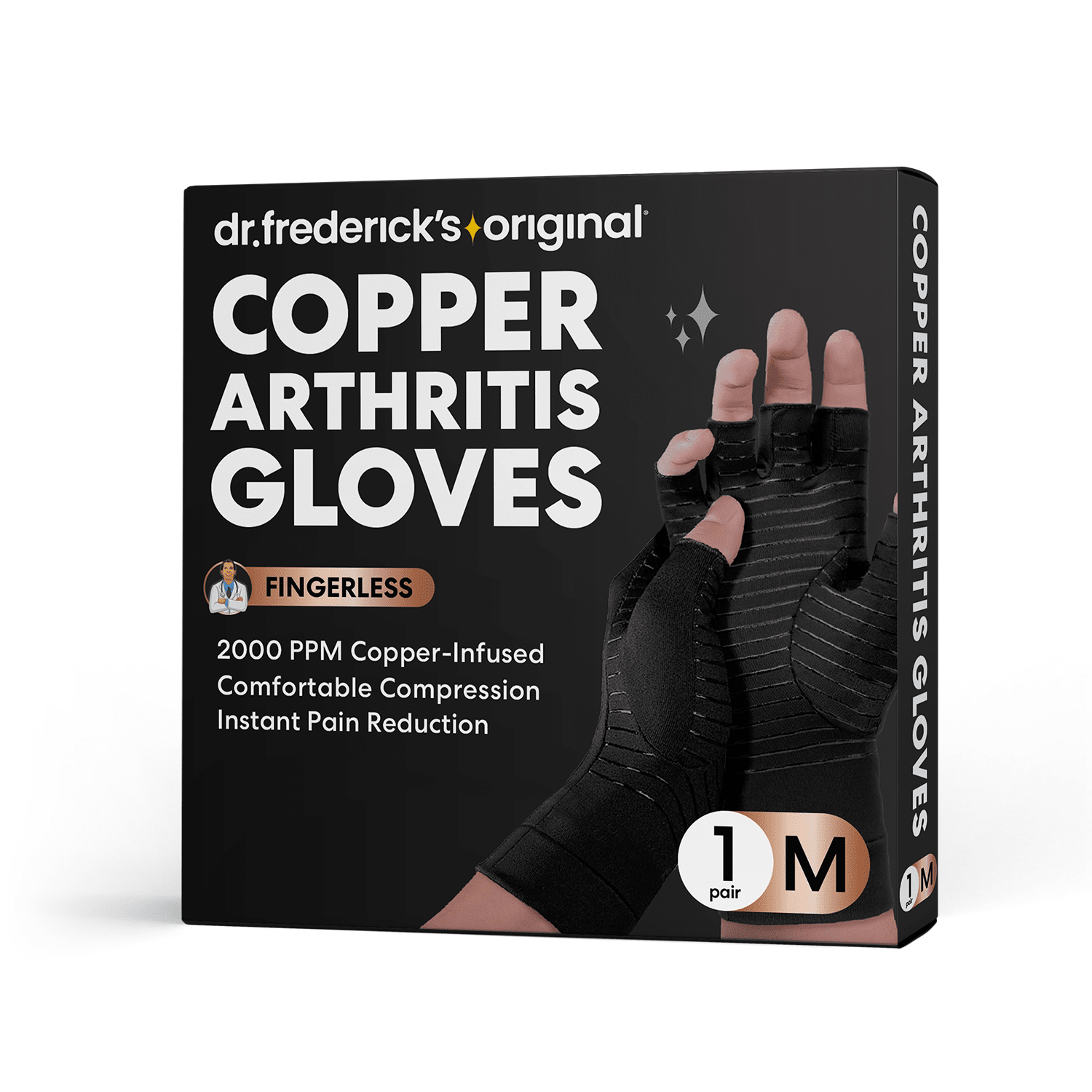 Dr. Frederick's Original Copper Comfort Gloves - 2 Gloves - Great for Typing and Everyday Activities - Fit Guaranteed Compression Wear Dr. Frederick's Original Medium