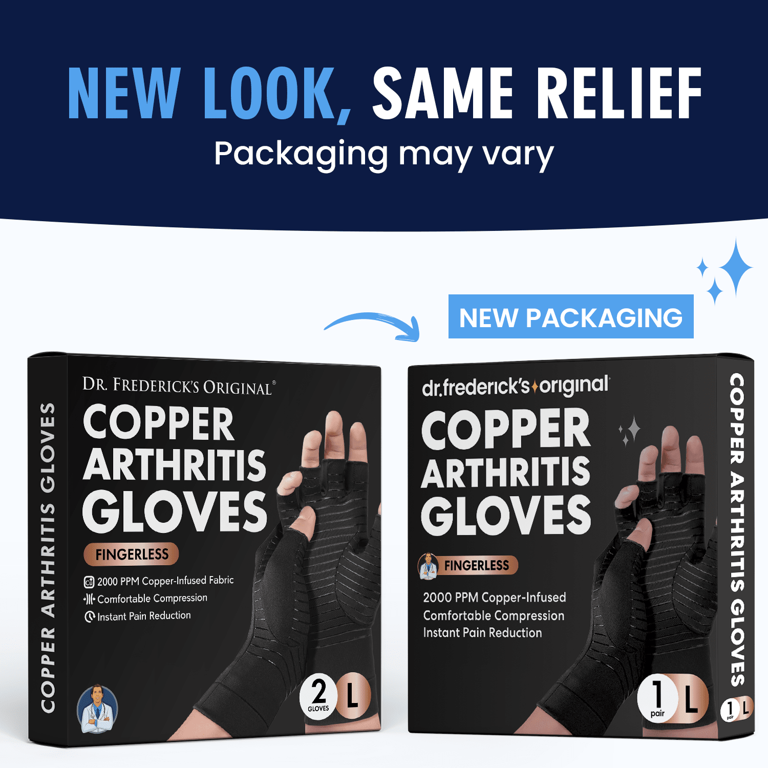 Dr. Frederick's Original Copper Comfort Gloves - 2 Gloves - Great for Typing and Everyday Activities - Fit Guaranteed Hand Pain Dr. Frederick's Original