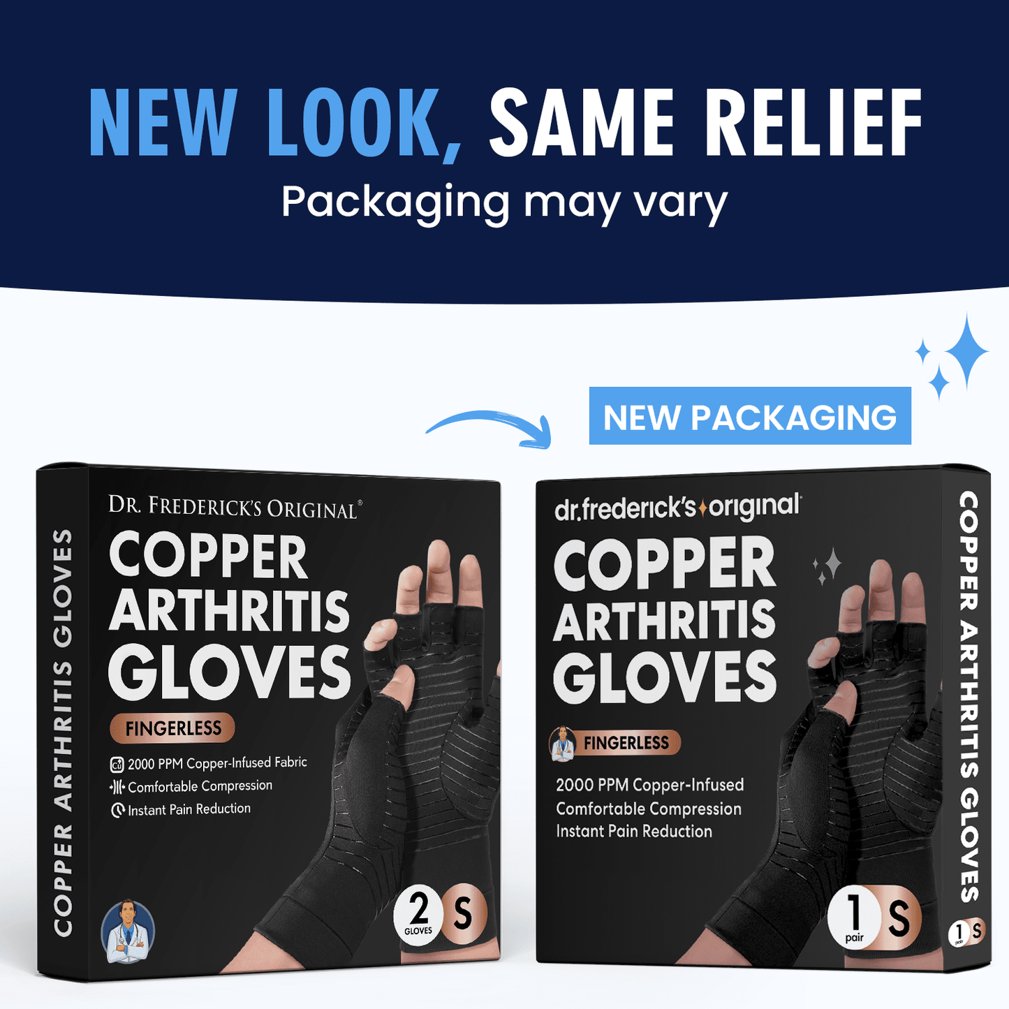 Dr. Frederick's Original Copper Comfort Gloves - 2 Gloves - Great for Typing and Everyday Activities - Fit Guaranteed Hand Pain Dr. Frederick's Original