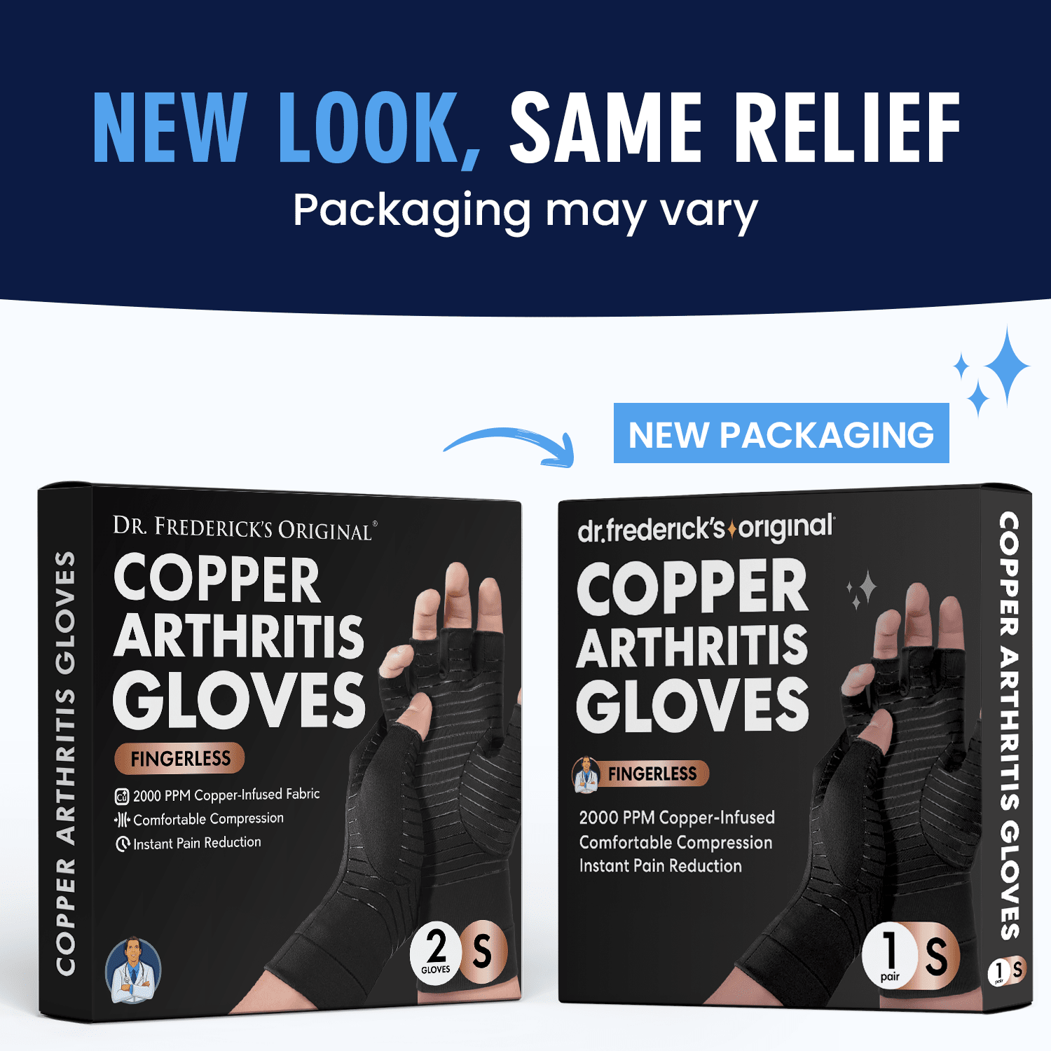 Dr. Frederick's Original Copper Comfort Gloves - 2 Gloves - Great for Typing and Everyday Activities - Fit Guaranteed Hand Pain Dr. Frederick's Original