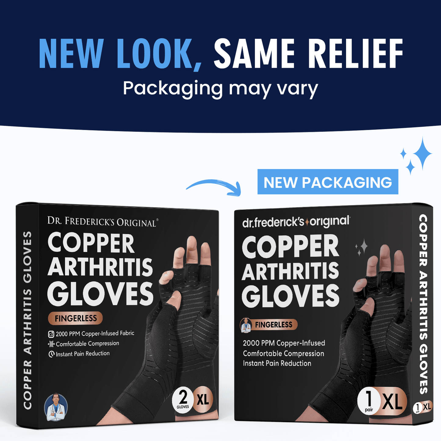 Dr. Frederick's Original Copper Comfort Gloves - 2 Gloves - Great for Typing and Everyday Activities - Fit Guaranteed Hand Pain Dr. Frederick's Original