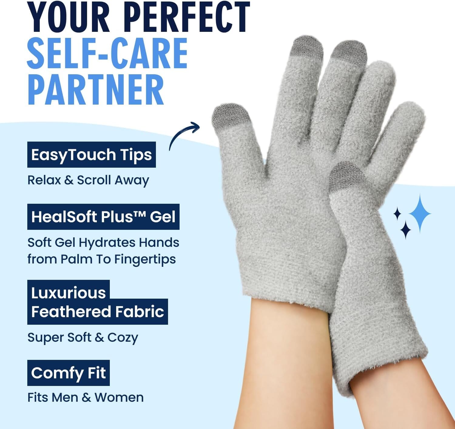 Dr. Frederick's Original Moisturizing Gel Gloves -- Deep Moisturizing and Fast Relief for Dry Hands -- Touchscreen-Friendly -- Mango Butter, Shea Butter, Jojoba, & Coconut Oil Dr. Frederick's Original