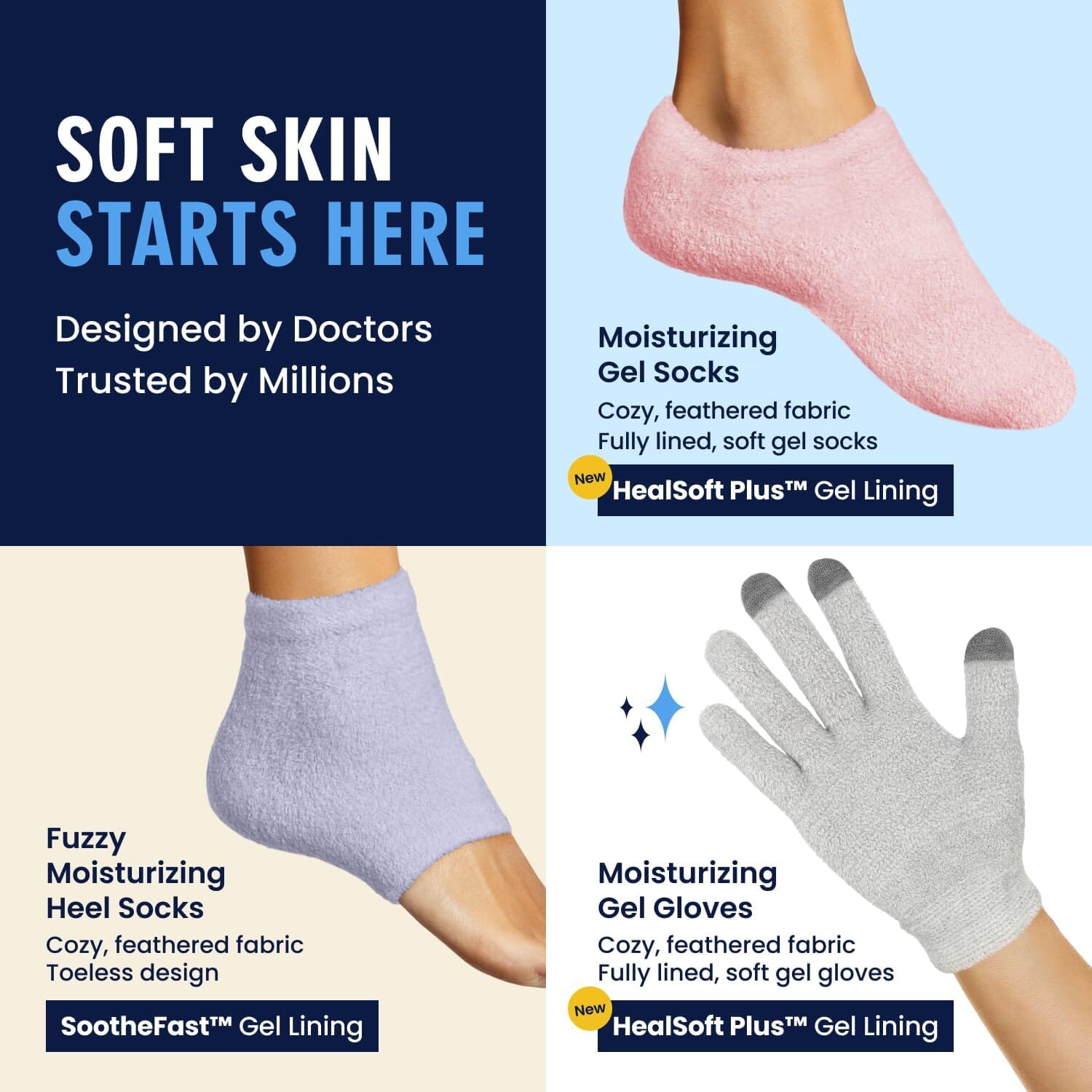 Dr. Frederick's Original Moisturizing Gel Gloves -- Deep Moisturizing and Fast Relief for Dry Hands -- Touchscreen-Friendly -- Mango Butter, Shea Butter, Jojoba, & Coconut Oil Dr. Frederick's Original