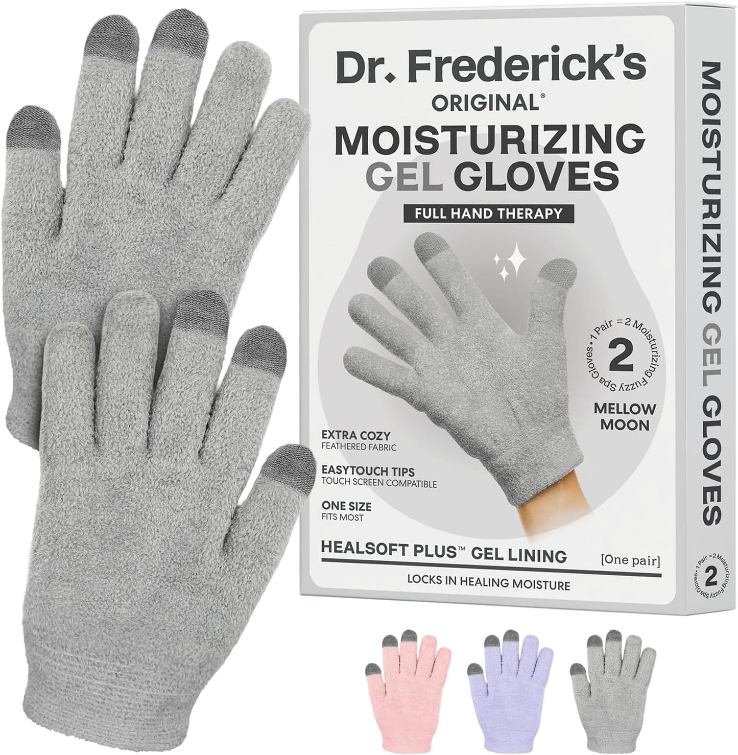 Dr. Frederick's Original Moisturizing Gel Gloves -- Deep Moisturizing and Fast Relief for Dry Hands -- Touchscreen-Friendly -- Mango Butter, Shea Butter, Jojoba, & Coconut Oil Dr. Frederick's Original Mellow Moon