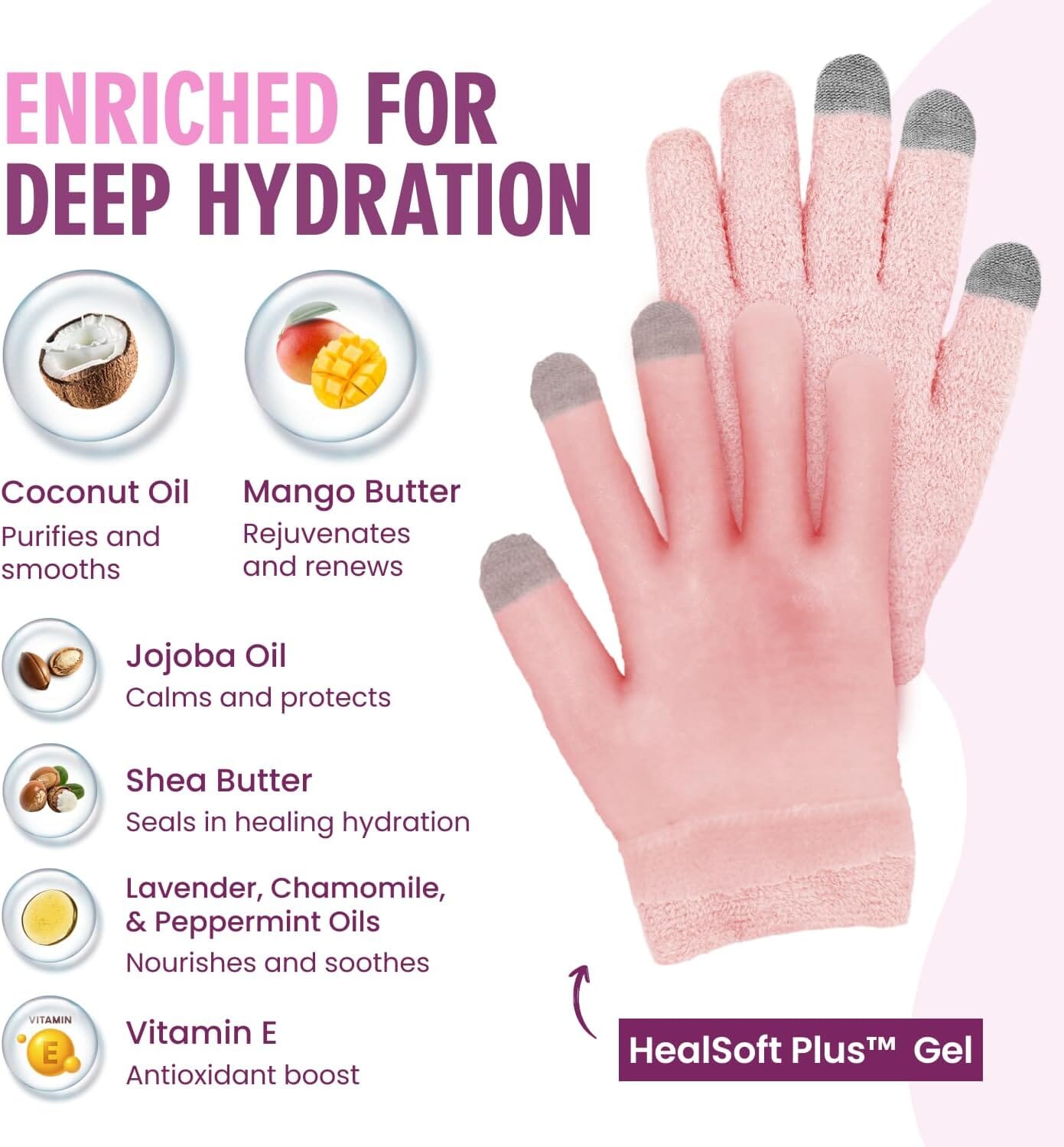 Dr. Frederick's Original Moisturizing Gel Gloves -- Deep Moisturizing and Fast Relief for Dry Hands -- Touchscreen-Friendly -- Mango Butter, Shea Butter, Jojoba, & Coconut Oil Dr. Frederick's Original