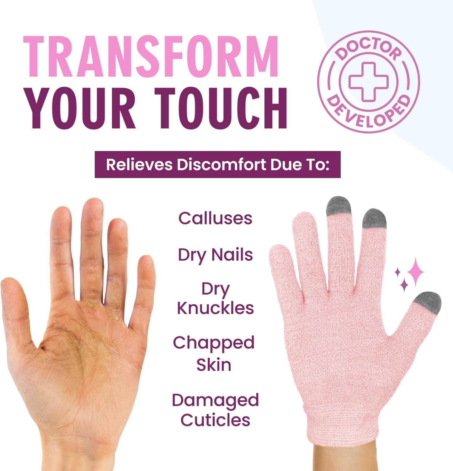 Dr. Frederick's Original Moisturizing Gel Gloves -- Deep Moisturizing and Fast Relief for Dry Hands -- Touchscreen-Friendly -- Mango Butter, Shea Butter, Jojoba, & Coconut Oil Dr. Frederick's Original