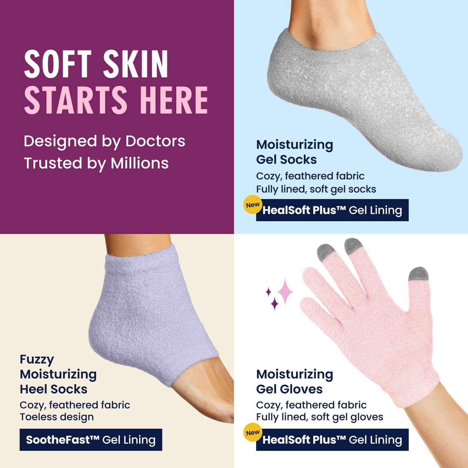 Dr. Frederick's Original Moisturizing Gel Gloves -- Deep Moisturizing and Fast Relief for Dry Hands -- Touchscreen-Friendly -- Mango Butter, Shea Butter, Jojoba, & Coconut Oil Dr. Frederick's Original