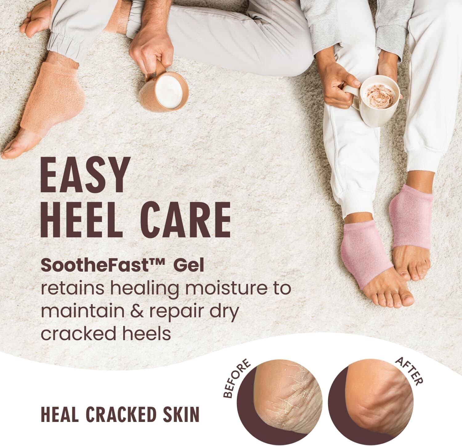 Dr. Frederick's Original Moisturizing Fuzzy Heel Socks - 2 Pairs - Cozy Gel-Lined Sleep Socks for Women & Men - Soothes Dry, Cracked Feet - Heel Repair Dr. Frederick's Original