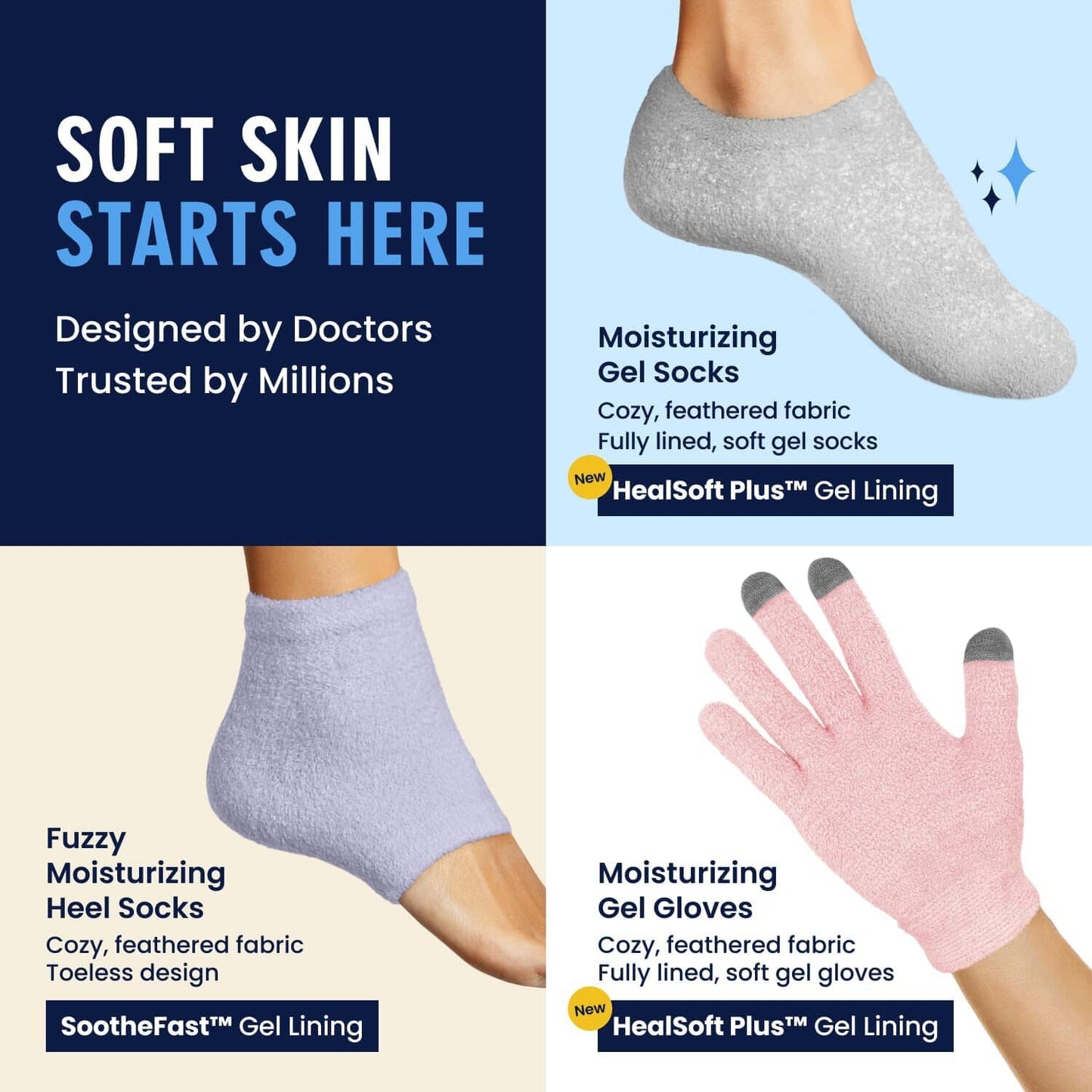 Dr. Frederick's Original Moisturizing Gel Socks for Men & Women -- Dry Feet & Cracked Heel Treatment -- Full Foot Gel Lining with Mango Butter, Shea Butter, Jojoba & Coconut Oil Dr. Frederick's Original