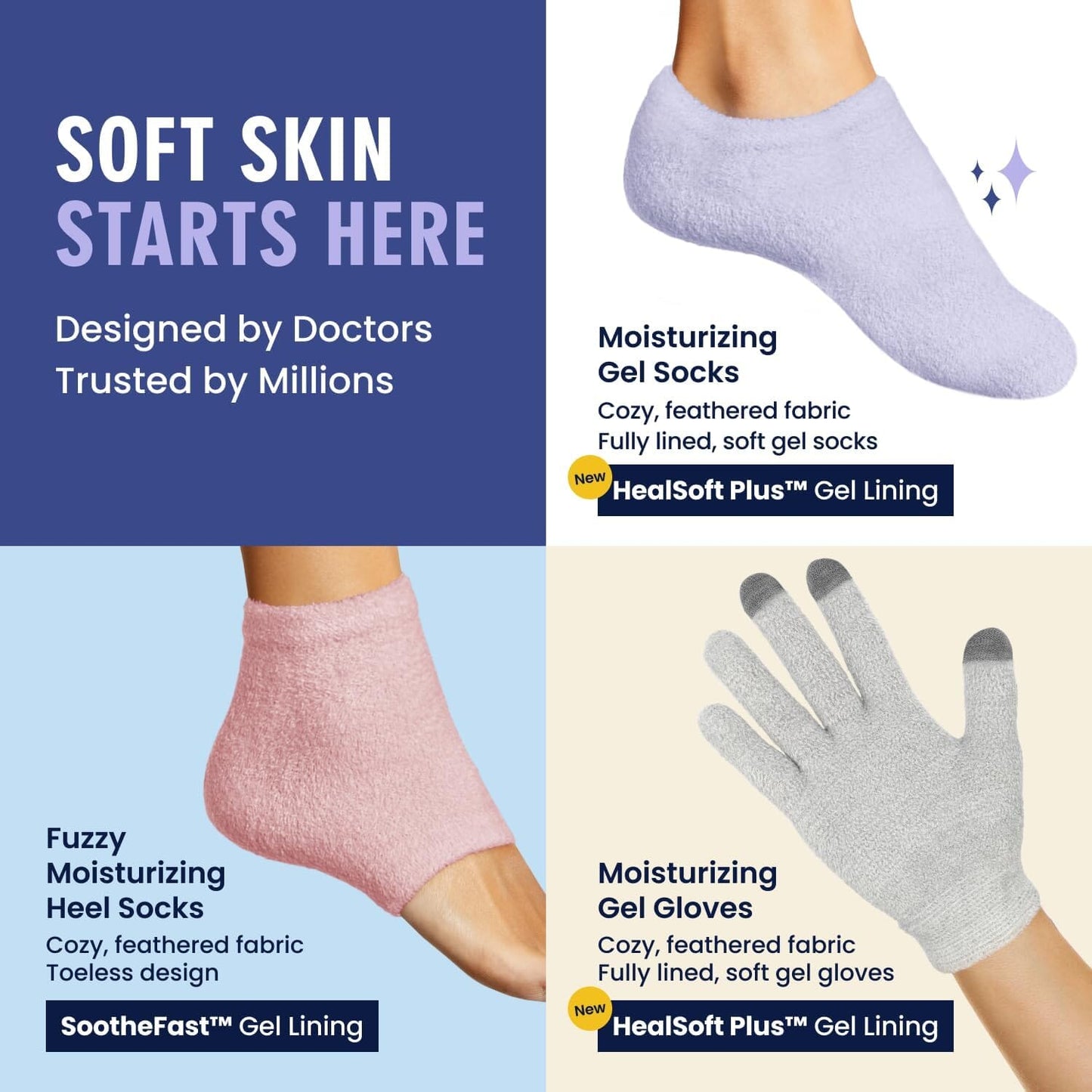 Dr. Frederick's Original Moisturizing Gel Socks for Men & Women -- Dry Feet & Cracked Heel Treatment -- Full Foot Gel Lining with Mango Butter, Shea Butter, Jojoba & Coconut Oil Dr. Frederick's Original