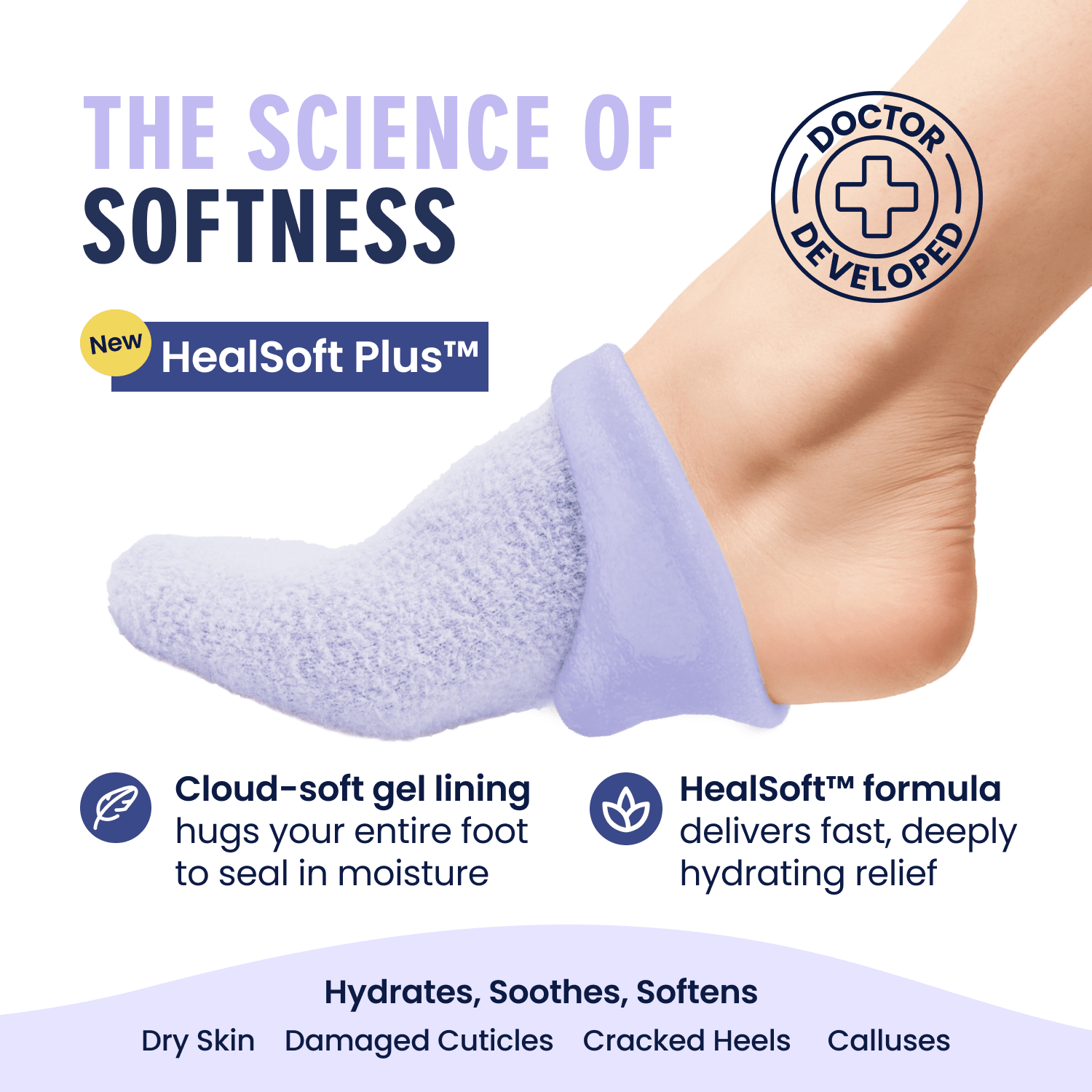 Dr. Frederick's Original Moisturizing Gel Socks for Men & Women -- Dry Feet & Cracked Heel Treatment -- Full Foot Gel Lining with Mango Butter, Shea Butter, Jojoba & Coconut Oil Moisturizing Therapy Dr. Frederick's Original