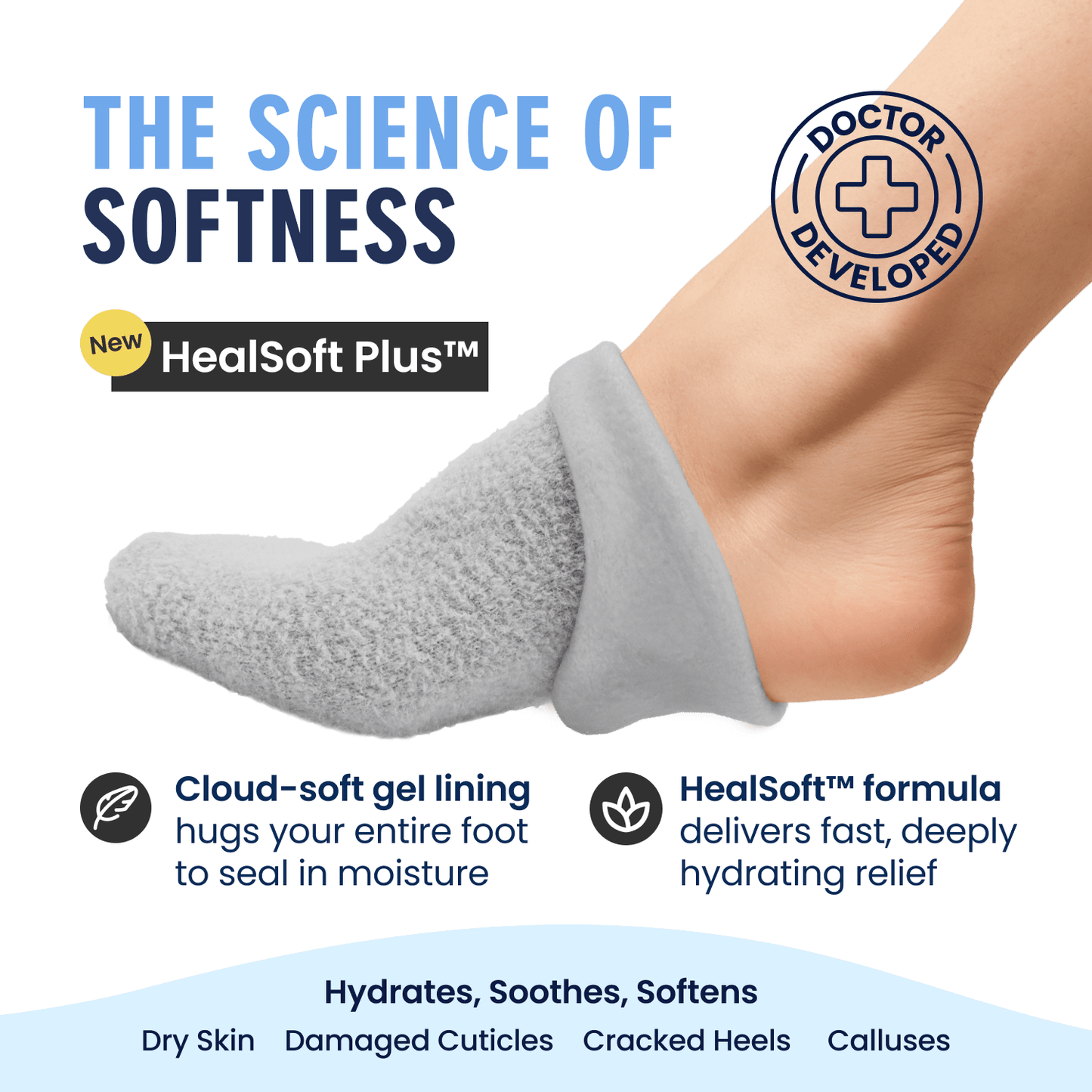Dr. Frederick's Original Moisturizing Gel Socks for Men & Women -- Dry Feet & Cracked Heel Treatment -- Full Foot Gel Lining with Mango Butter, Shea Butter, Jojoba & Coconut Oil Moisturizing Therapy Dr. Frederick's Original