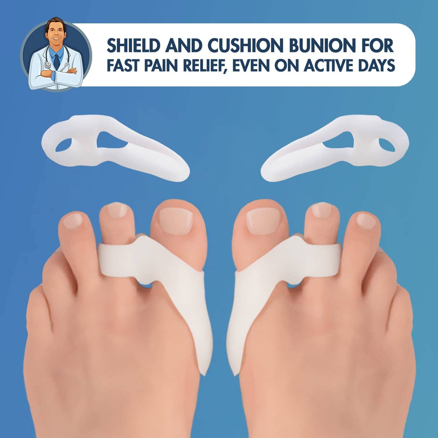 Dr. Frederick's Original Sport Bunion Pads - 4 ct - Temporary Bunion Corrector - Toe Separator Gel Cushion - Relief for Women & Men Foot Pain Dr. Frederick's Original