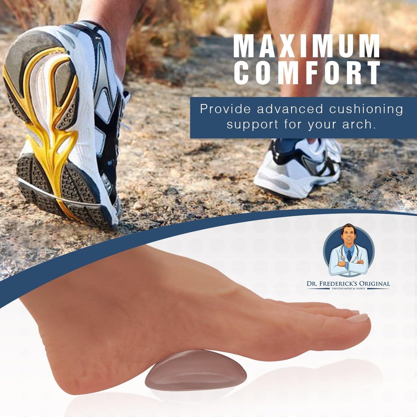 Dr. Frederick's Original Peel & Stick Foot Arch Support Gel Pads - 6 Pieces - High Arch Cushions - Relieves Pain from PES Cavus Foot Pain Dr. Frederick's Original