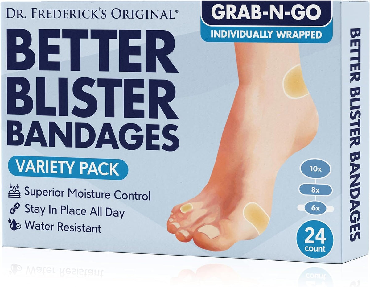 Dr. Frederick&#39;s Original Better Blister Bandages -- for Rapid Blister Prevention &amp; Recovery Foot Pain Dr. Frederick&#39;s Original 24 Count - Variety Pack 