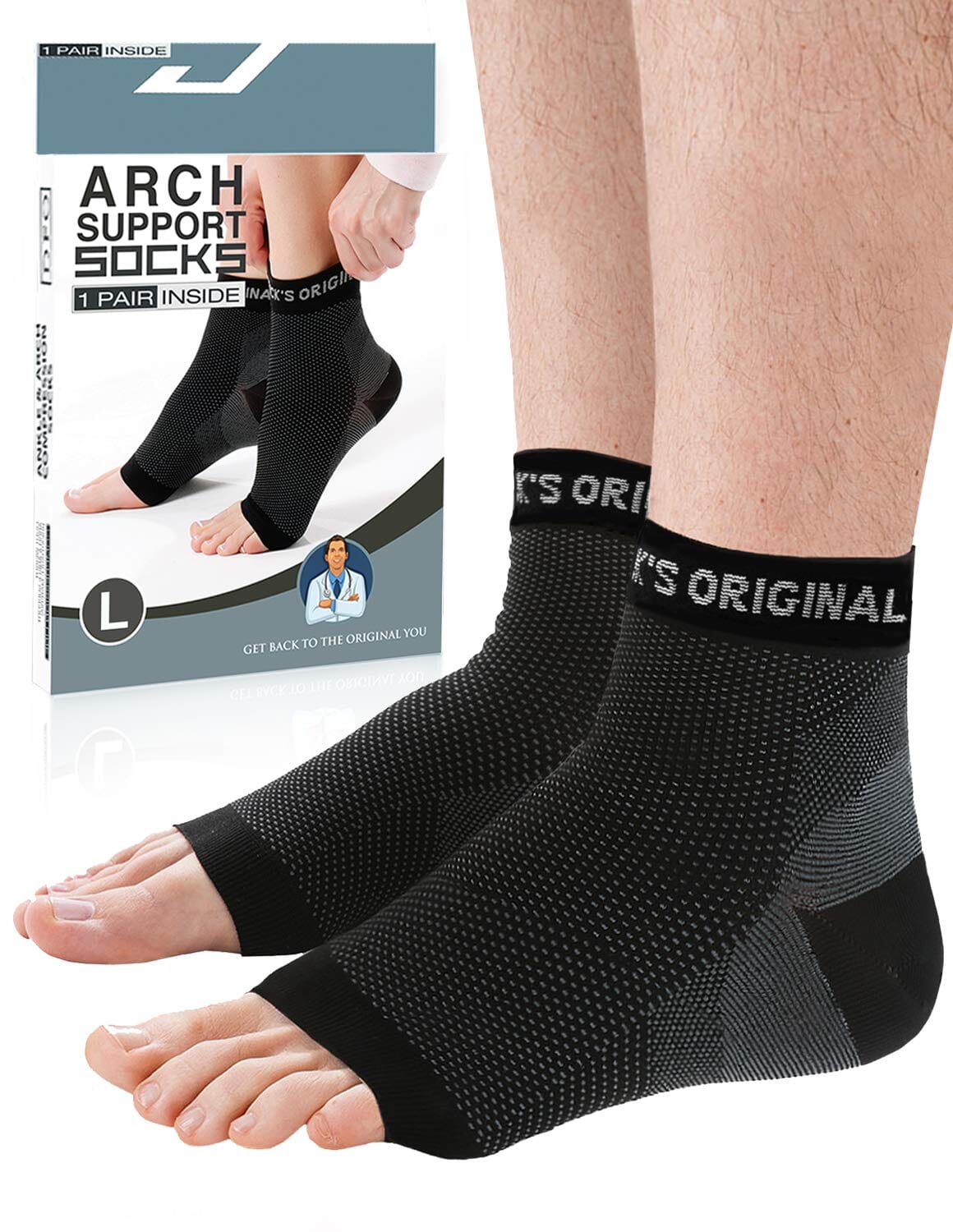 Dr. Frederick's Original Arch Support Socks - 1 Pair - Plantar Fasciitis Socks Foot Pain Dr. Frederick's Original 
