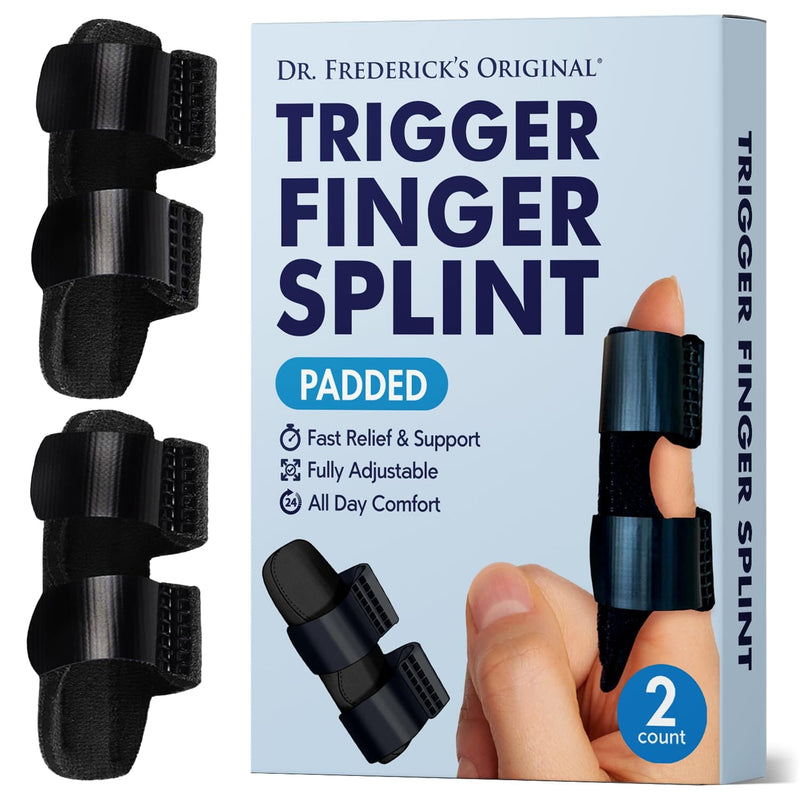 Dr. Frederick's Original Trigger Finger Splint - 2ct - Mallet Finger Splint - Finger Brace for Arthritis, Injury, Sprain - Fits Index, Middle, & Ring Finger Pain Trigger Finger Dr. Frederick's Original 