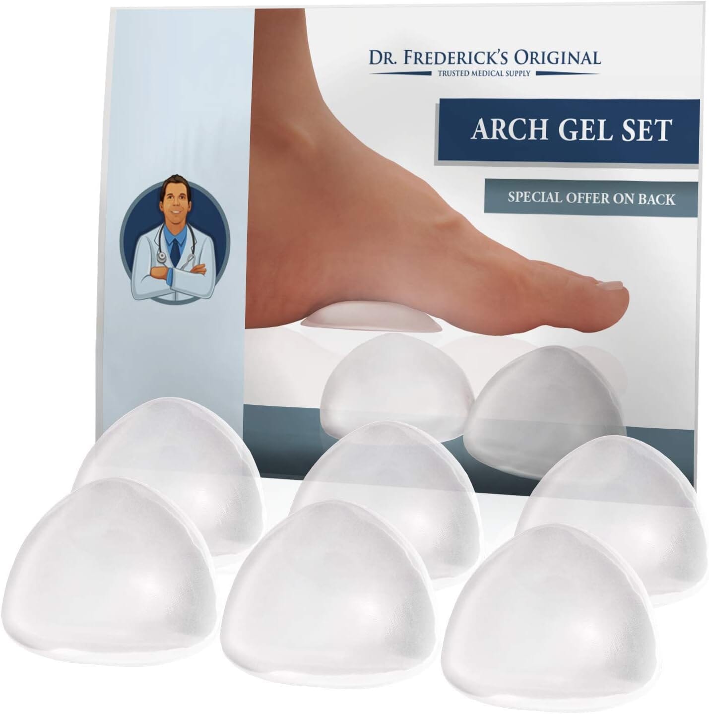 Dr. Frederick's Original Peel & Stick Foot Arch Support Gel Pads - 6 Pieces - High Arch Cushions - Relieves Pain from PES Cavus Foot Pain Dr. Frederick's Original 